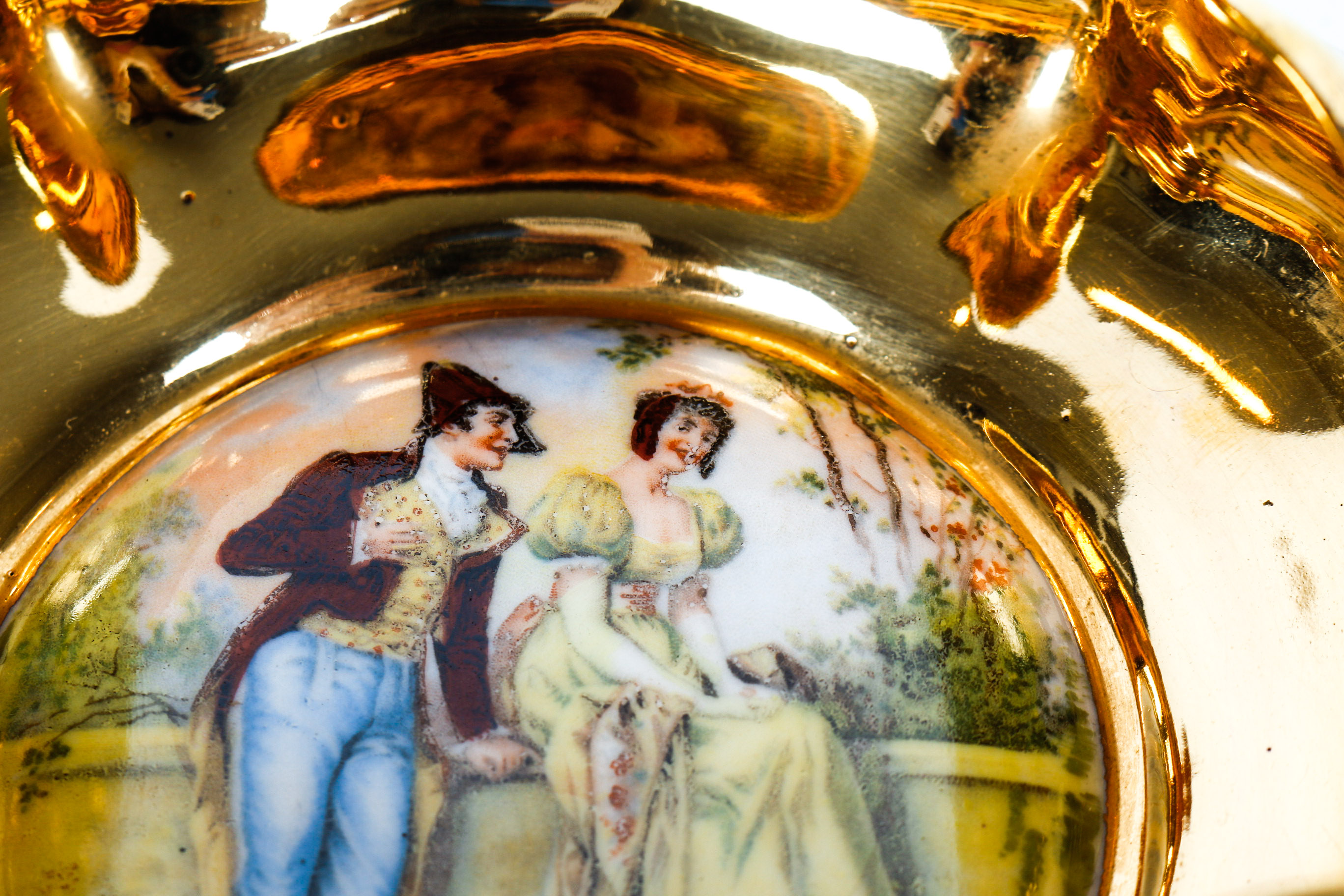Vintage Pickard Gold Tone DIshes and Hand Painted Osborne 22 K Gold Trimmed Bowl