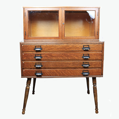 Vintage Oak Specimen Cabinet
