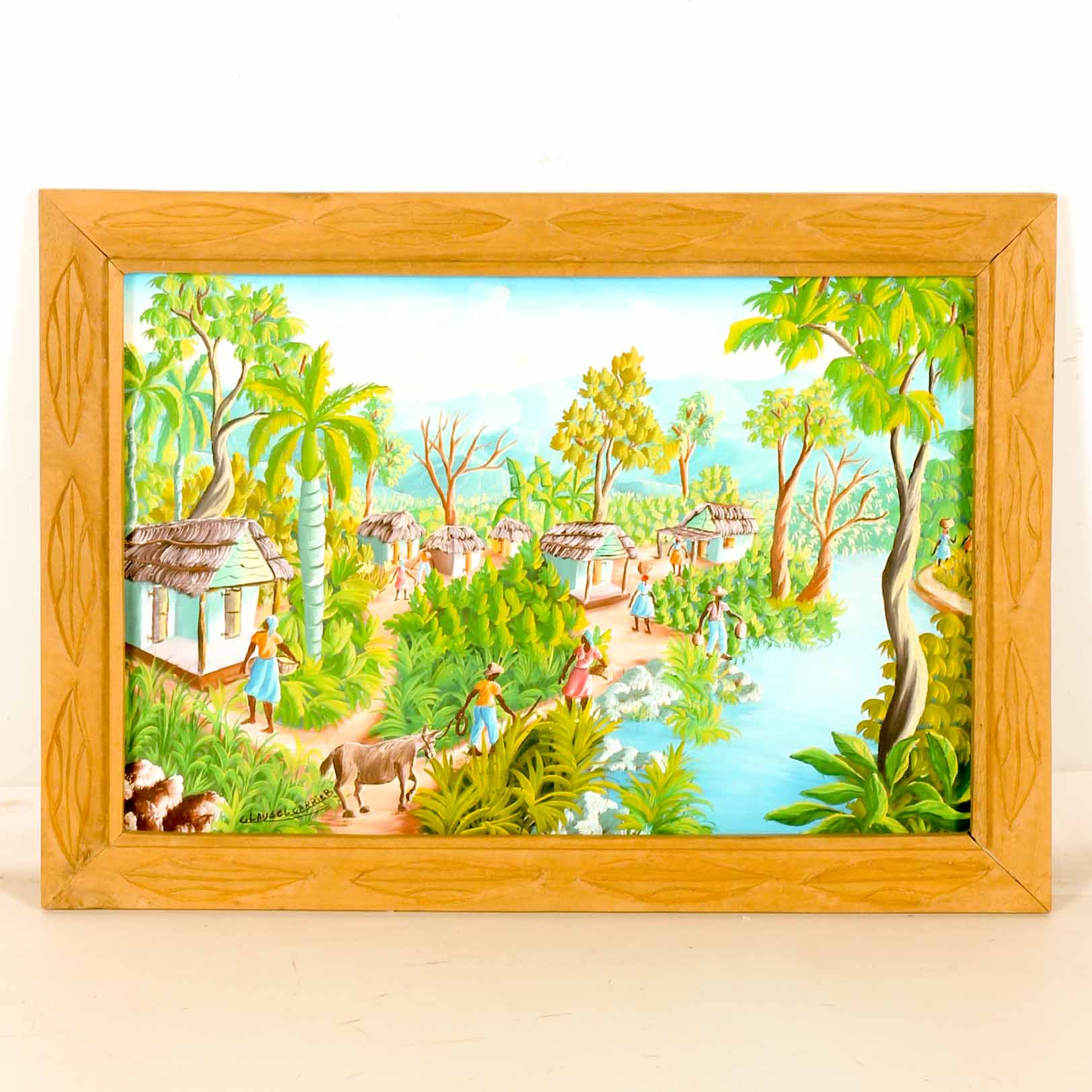 Clausel Carrier Signed Original Oil Painting of a Village Scene