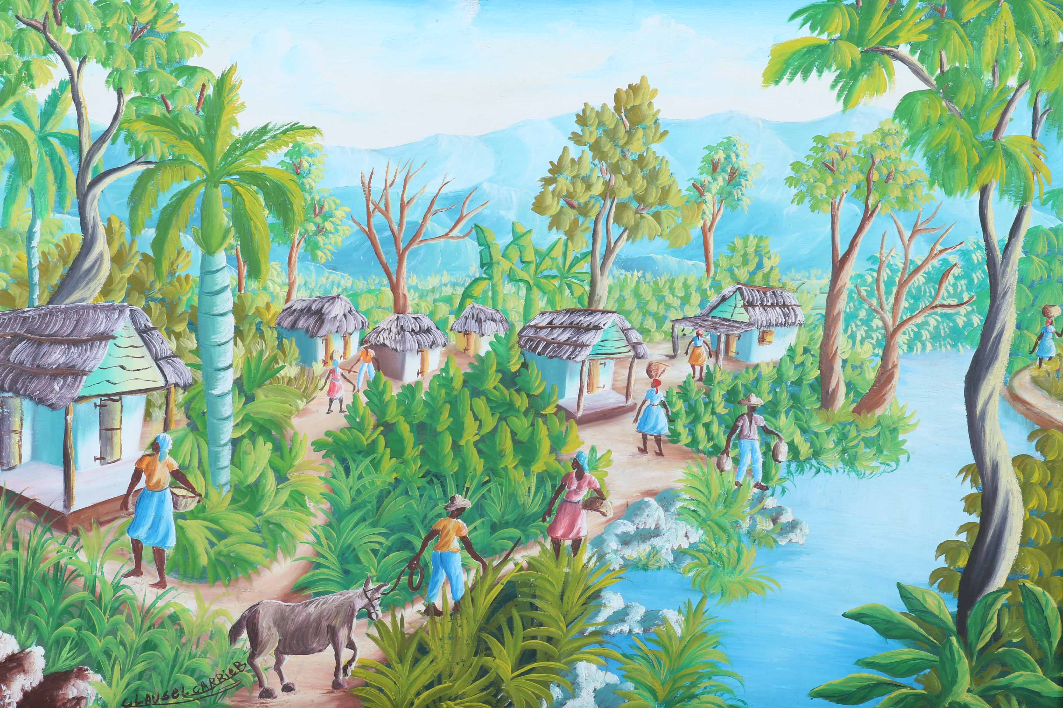 Clausel Carrier Signed Original Oil Painting of a Village Scene