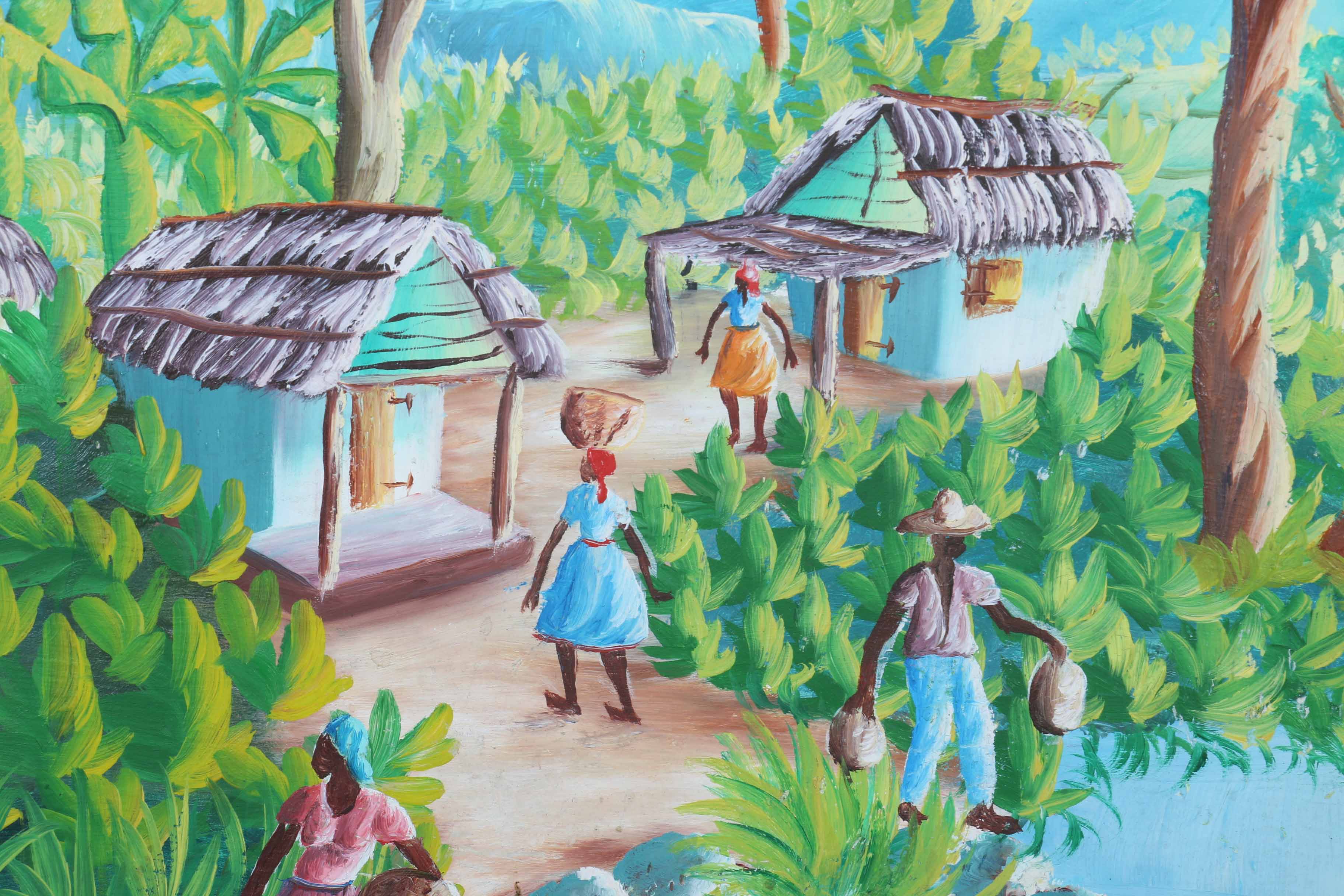 Clausel Carrier Signed Original Oil Painting of a Village Scene