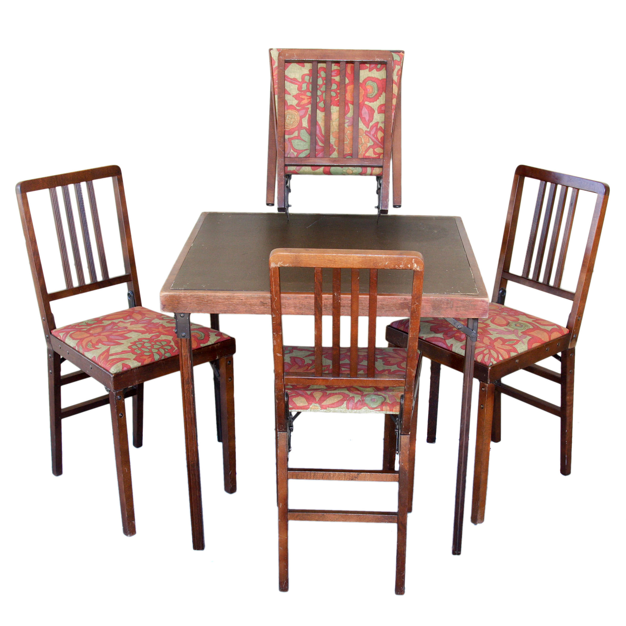 Vintage Wood Folding Table With "Lego-O-Matic" Chairs by Lorraine