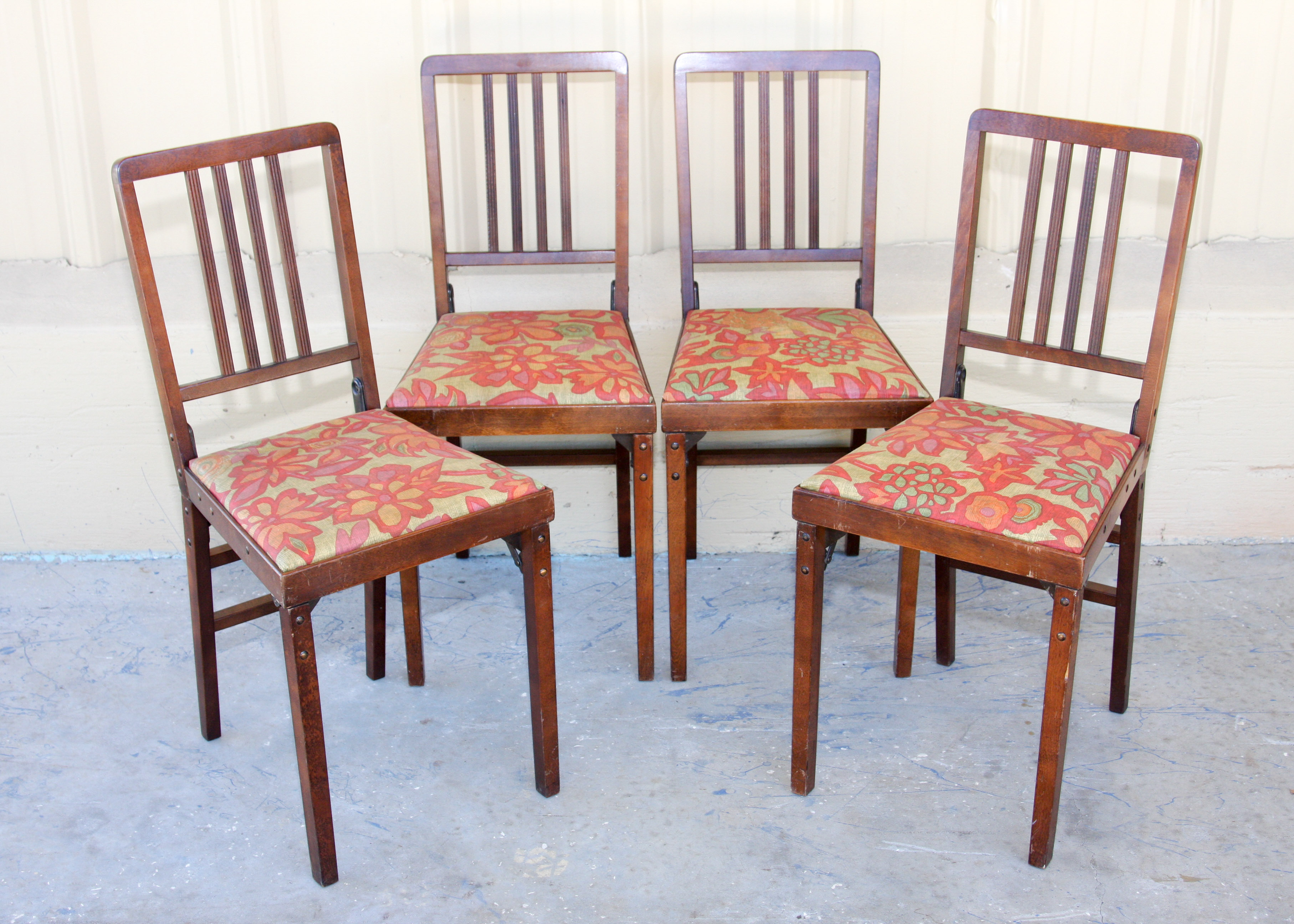 Vintage Wood Folding Table With "Lego-O-Matic" Chairs by Lorraine