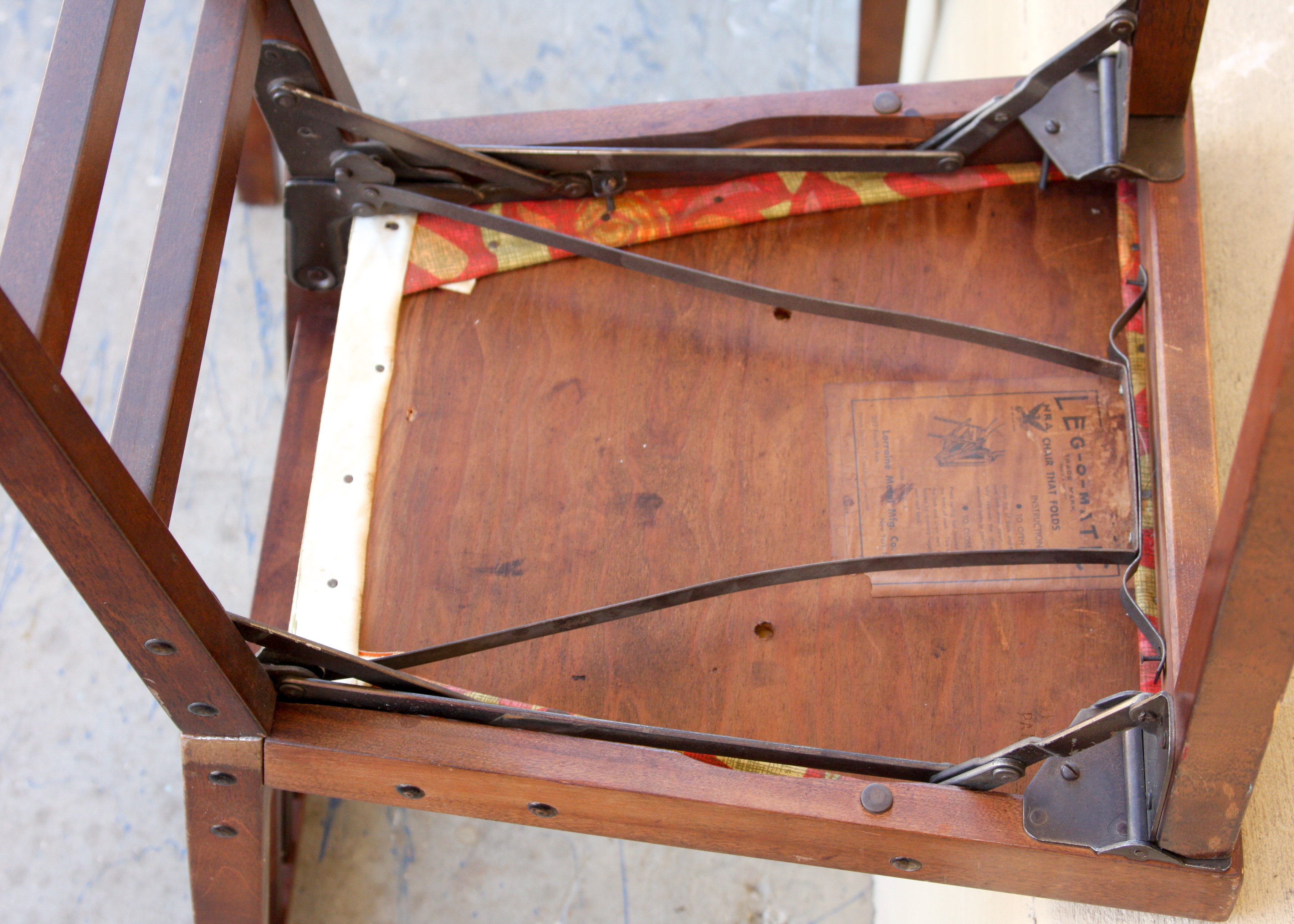 Vintage Wood Folding Table With "Lego-O-Matic" Chairs by Lorraine