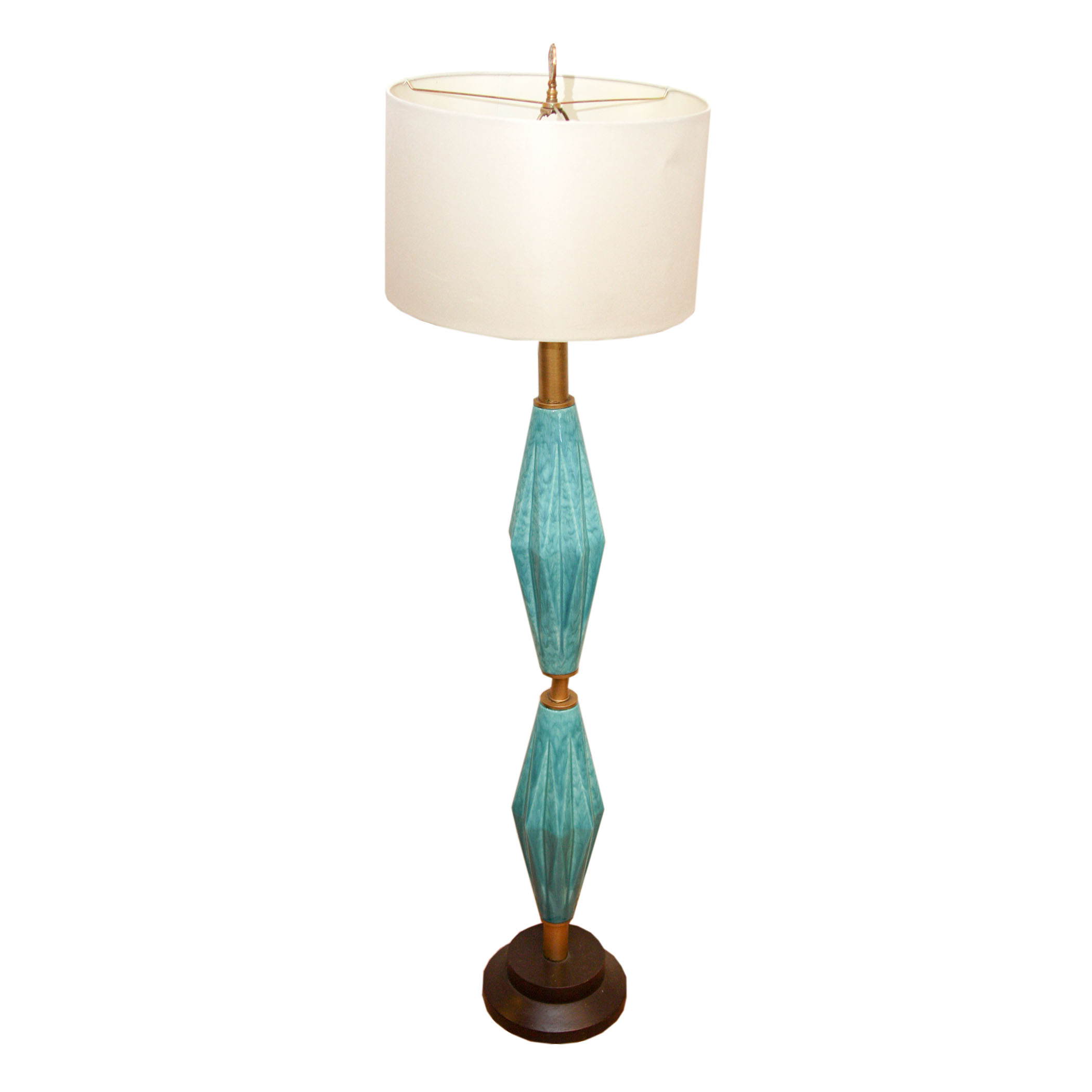 Copper Tone Floor Lamp With Teal Accents