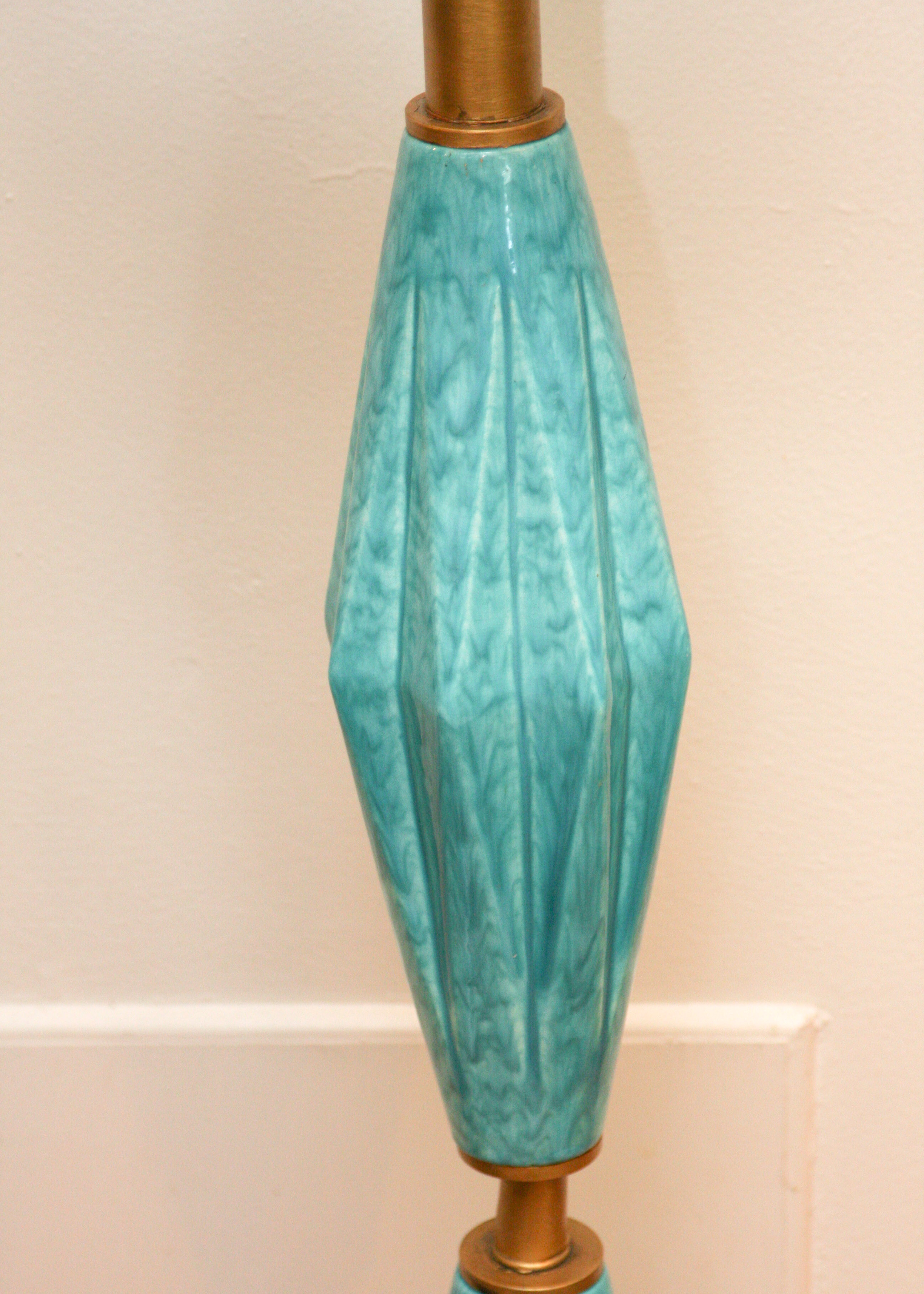 Copper Tone Floor Lamp With Teal Accents