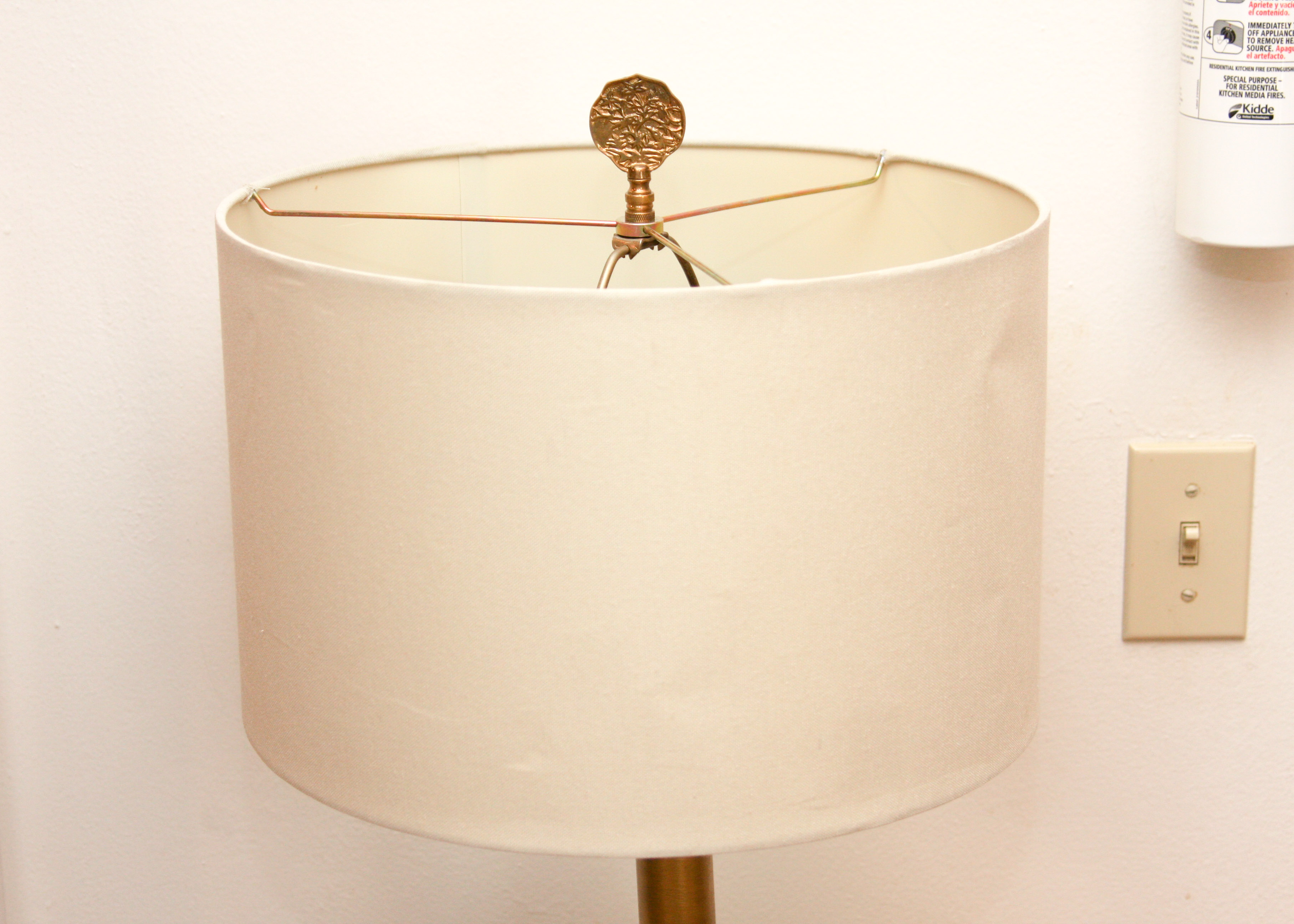 Copper Tone Floor Lamp With Teal Accents