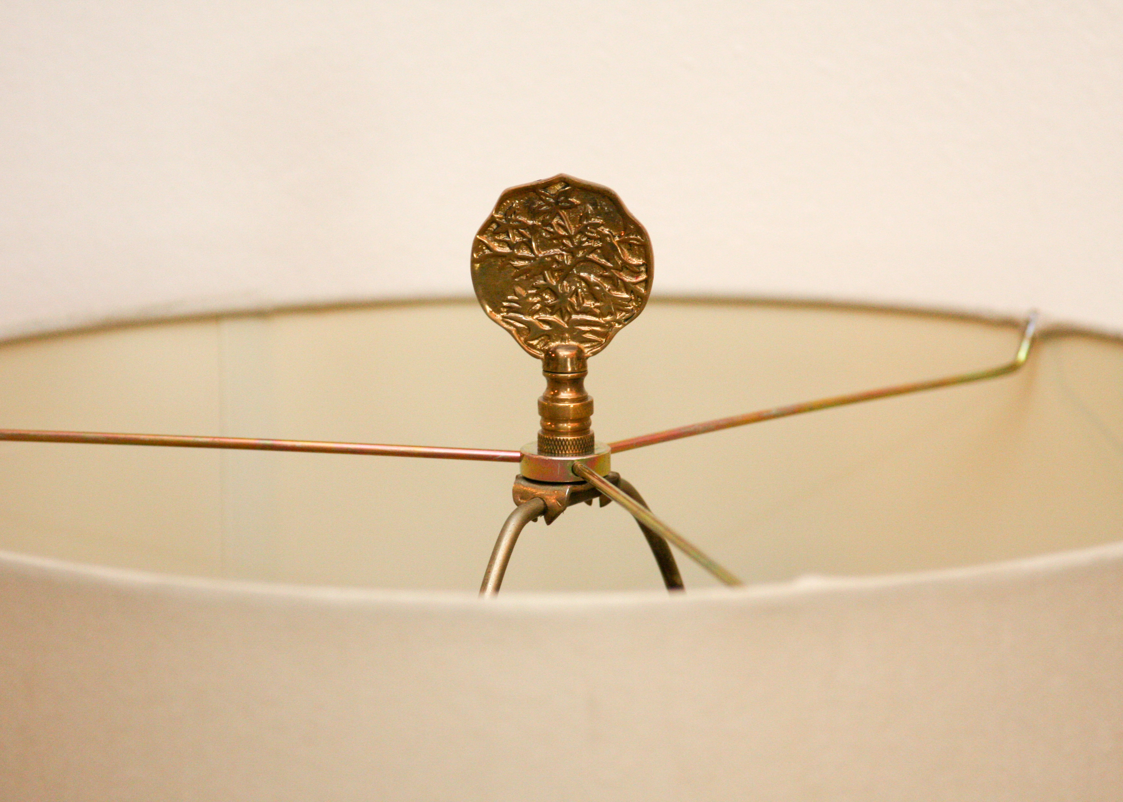 Copper Tone Floor Lamp With Teal Accents