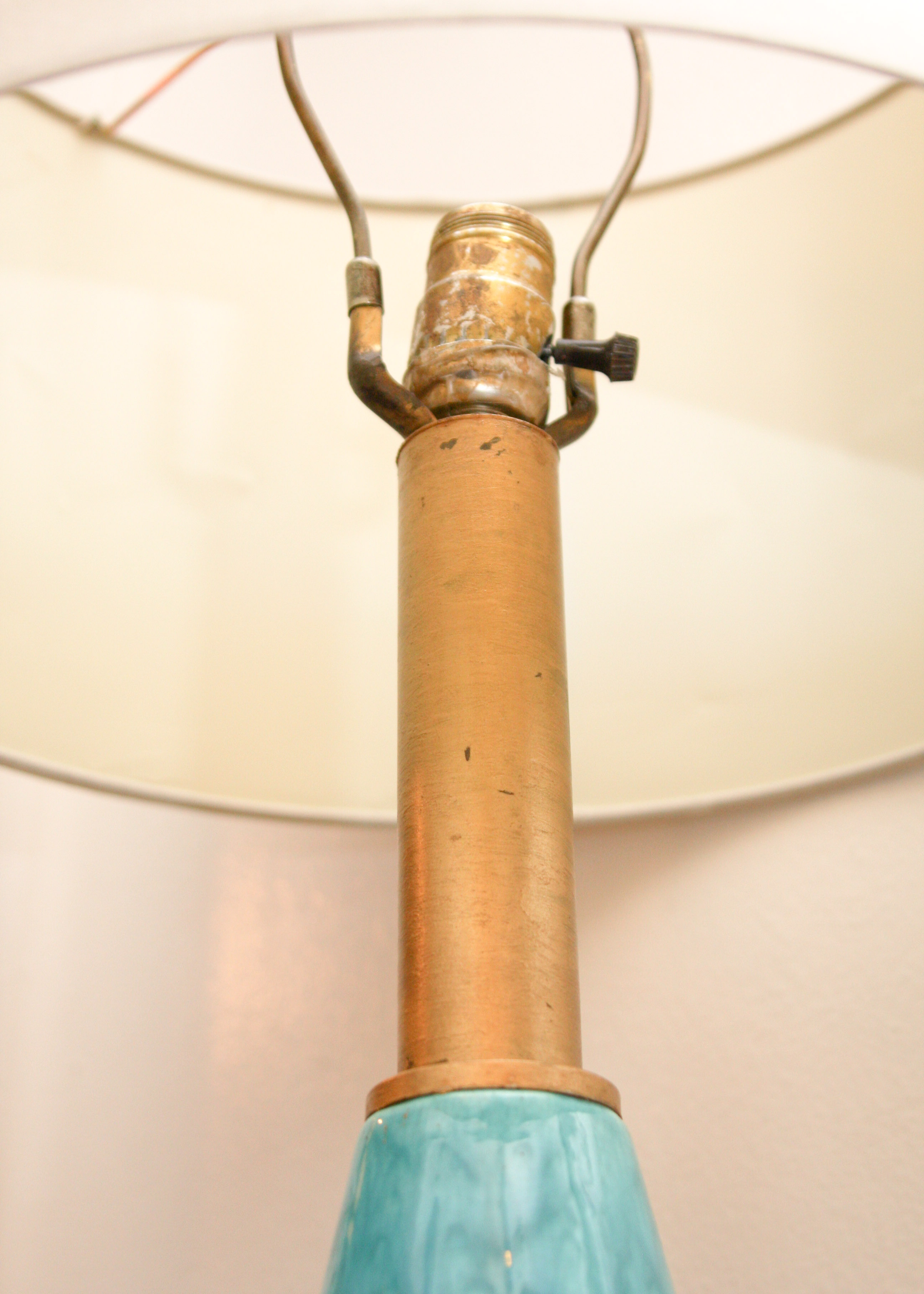 Copper Tone Floor Lamp With Teal Accents