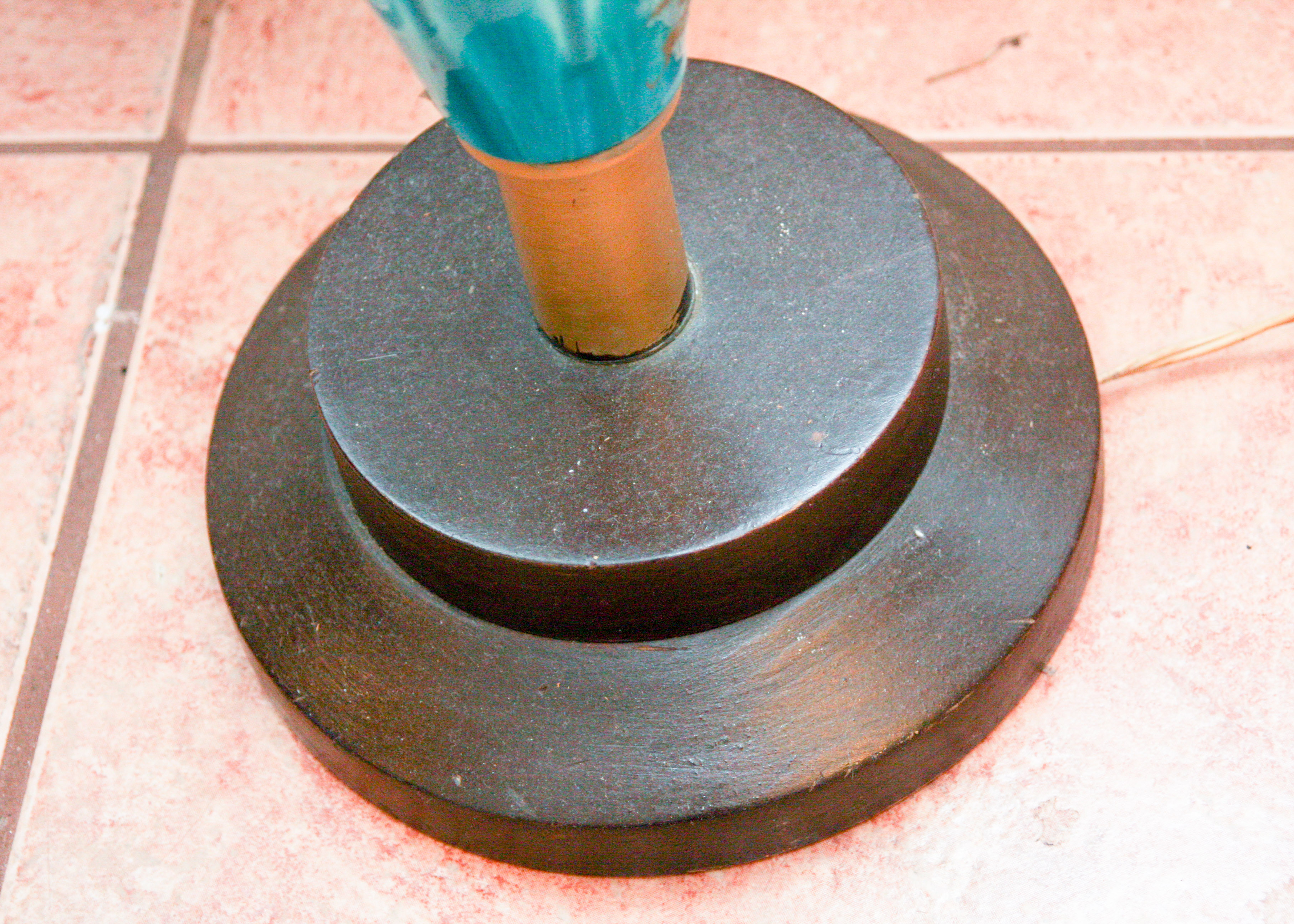 Copper Tone Floor Lamp With Teal Accents