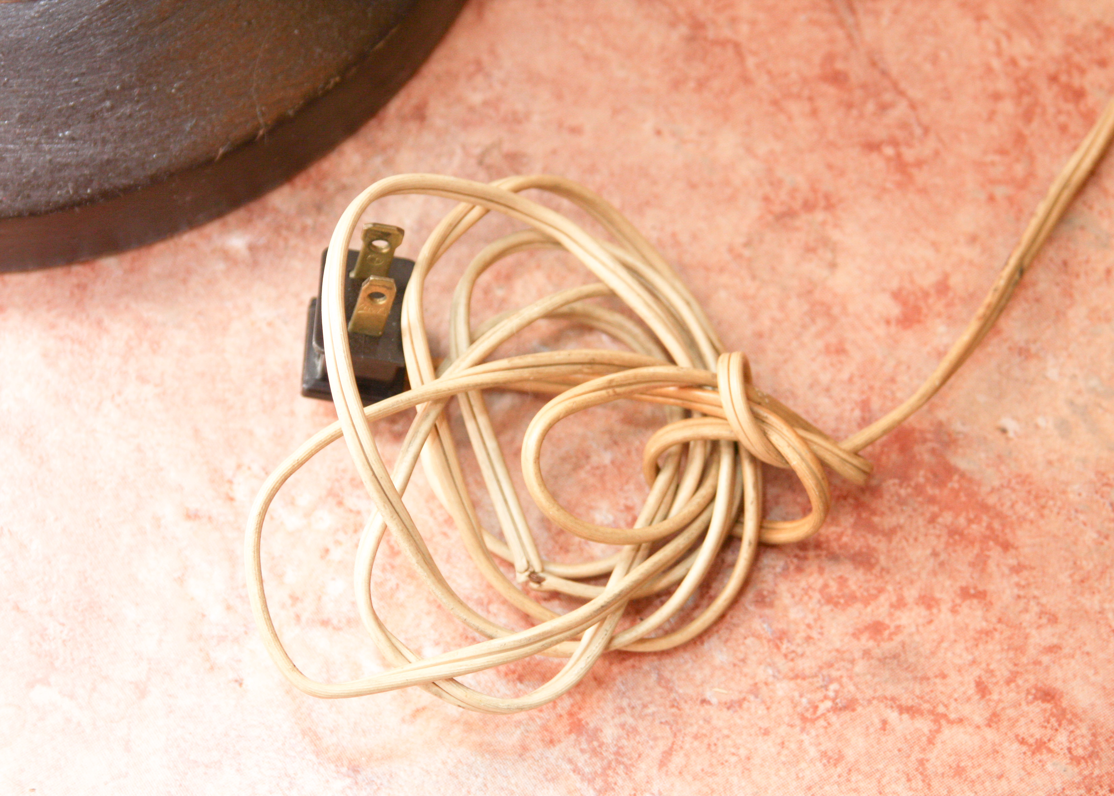 Copper Tone Floor Lamp With Teal Accents