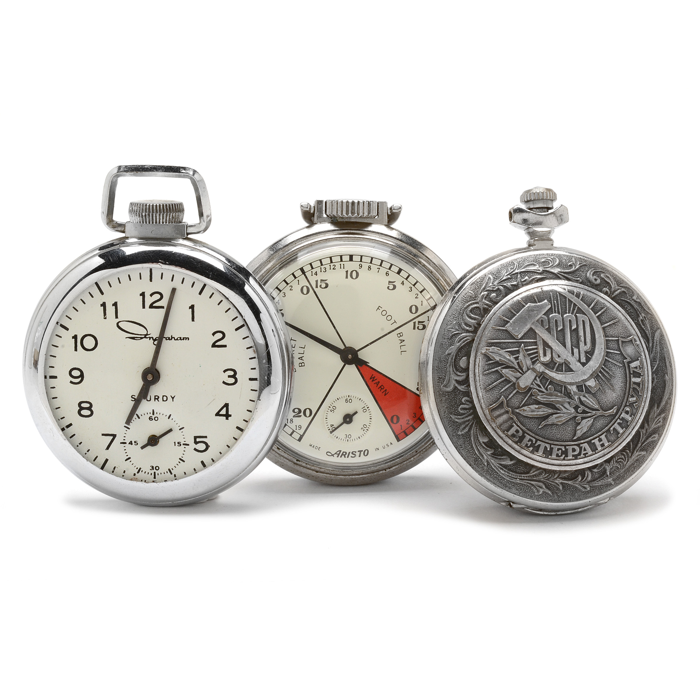 Three Vintage Pocket Watches and Stop Timers