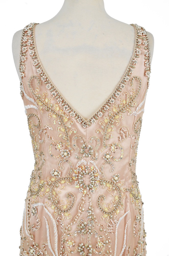 Terani Couture Beaded Gown with Ostrich Feathers