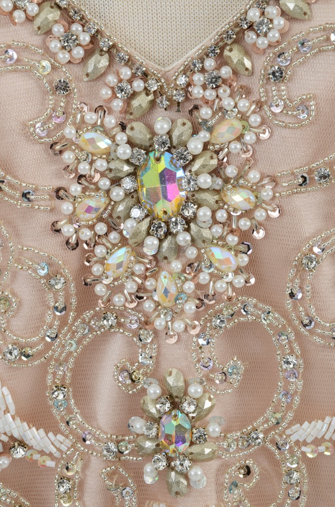 Terani Couture Beaded Gown with Ostrich Feathers