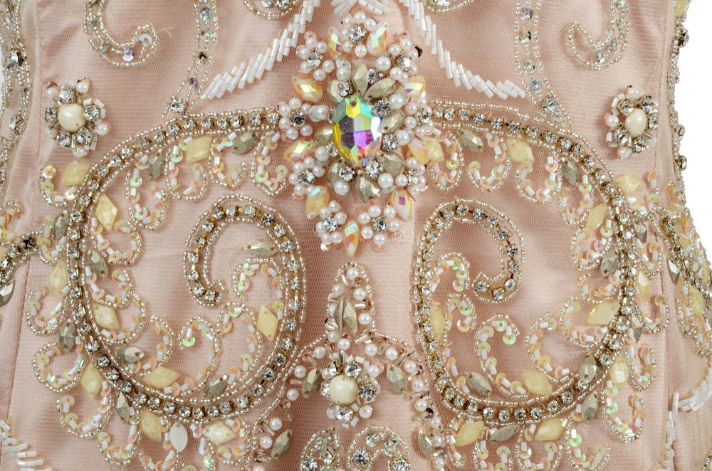 Terani Couture Beaded Gown with Ostrich Feathers