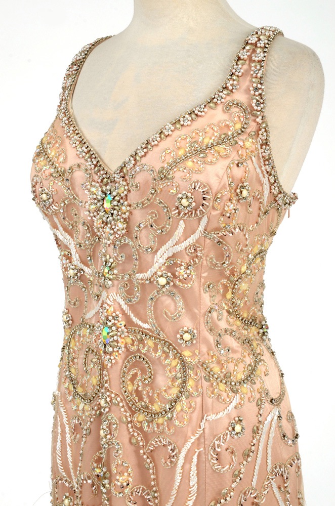 Terani Couture Beaded Gown with Ostrich Feathers