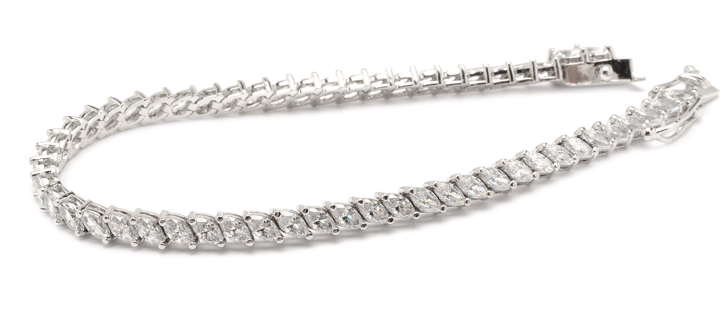 Pairing of Sterling Silver Rhinestone Tennis Bracelets