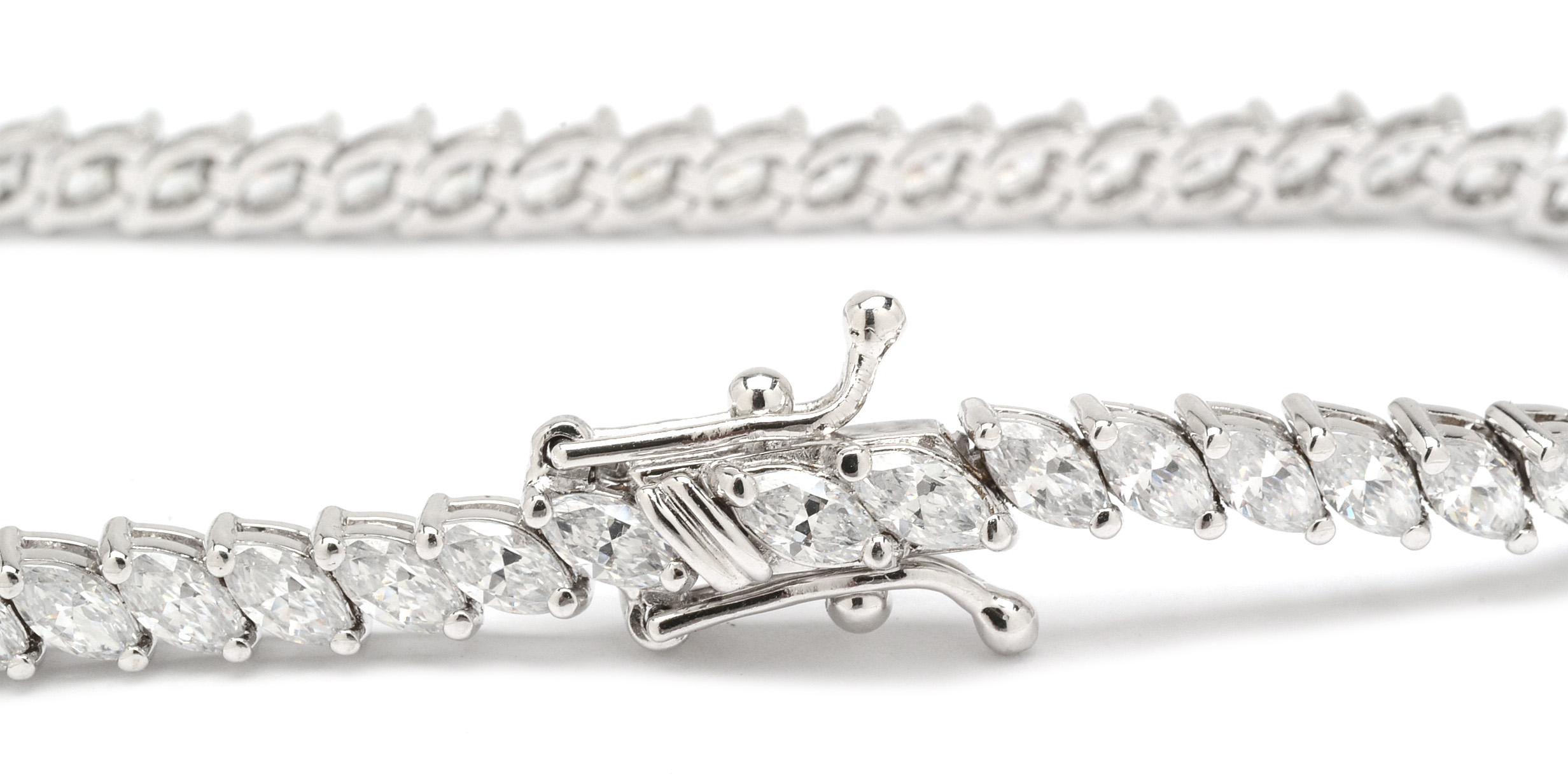 Pairing of Sterling Silver Rhinestone Tennis Bracelets