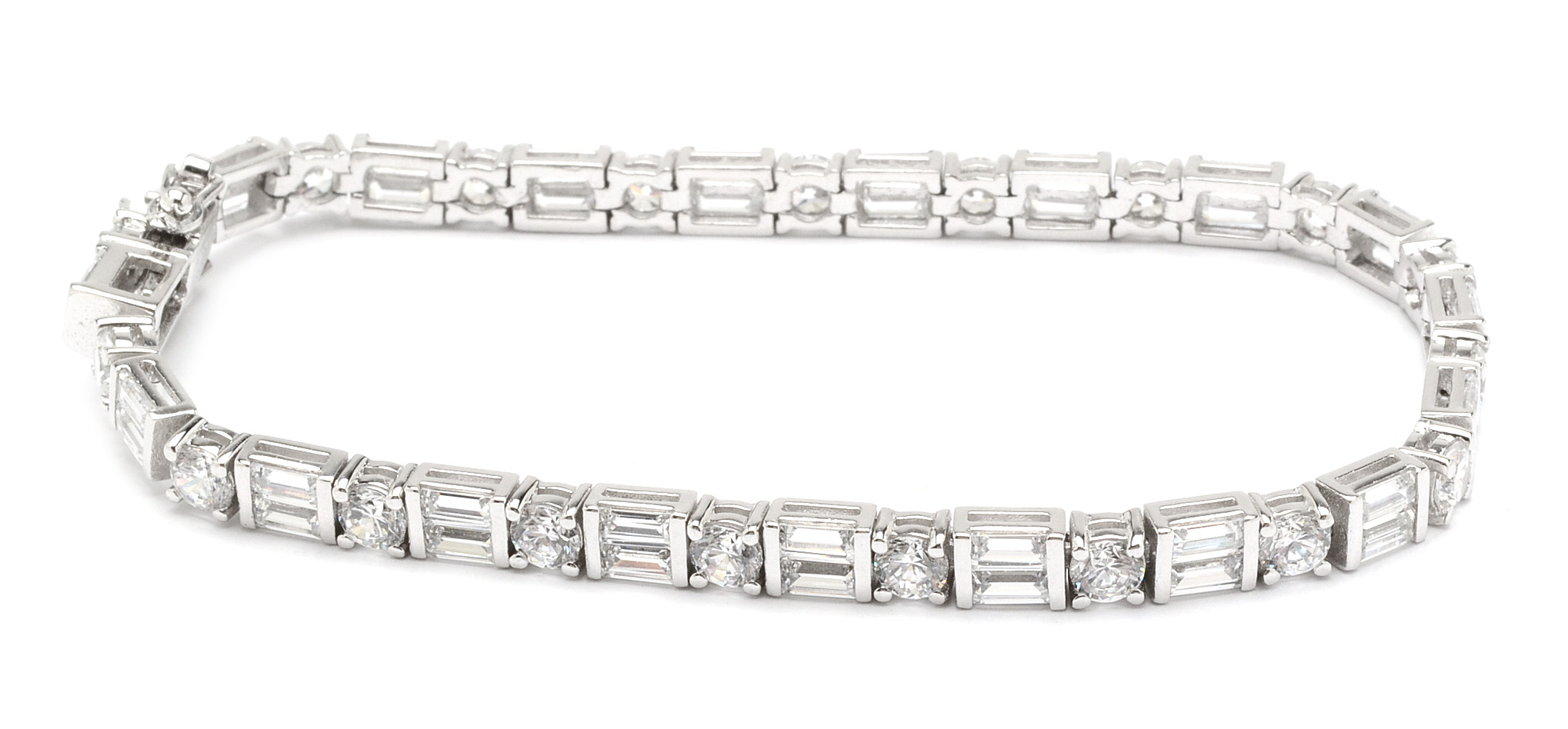 Pairing of Sterling Silver Rhinestone Tennis Bracelets