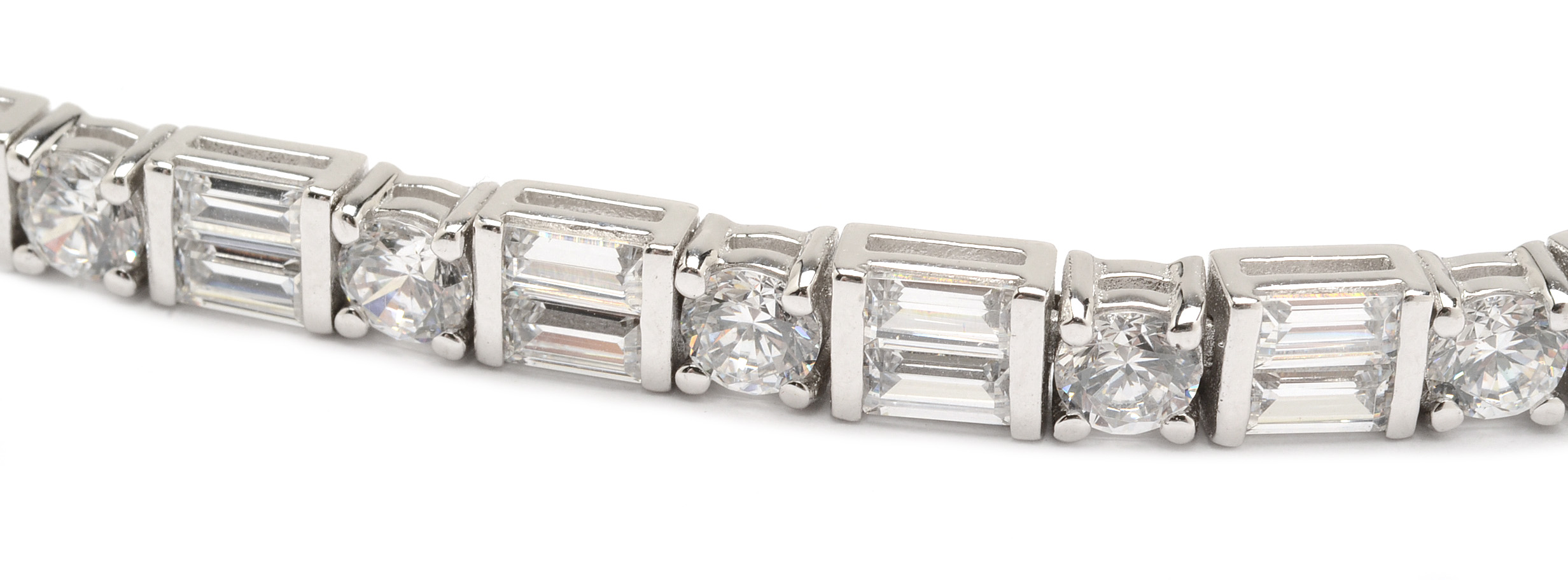 Pairing of Sterling Silver Rhinestone Tennis Bracelets