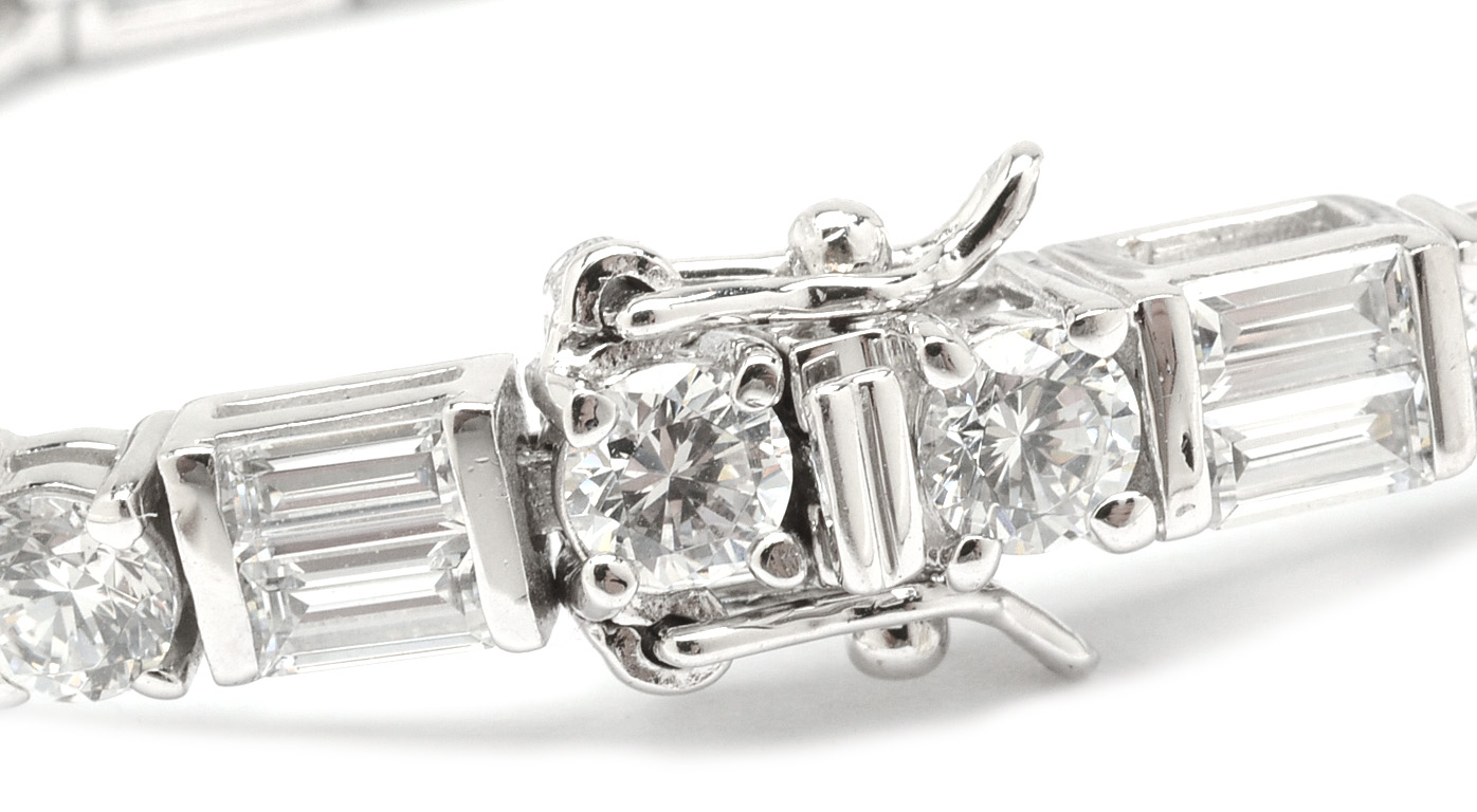 Pairing of Sterling Silver Rhinestone Tennis Bracelets