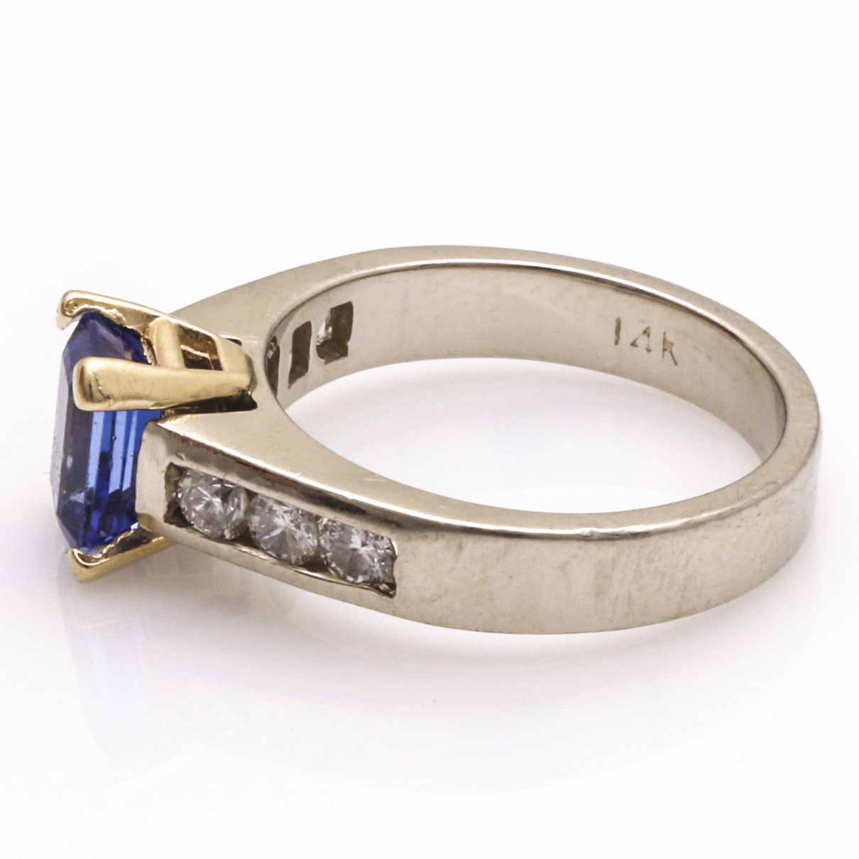 14K White Gold Tanzanite and Diamond Ring