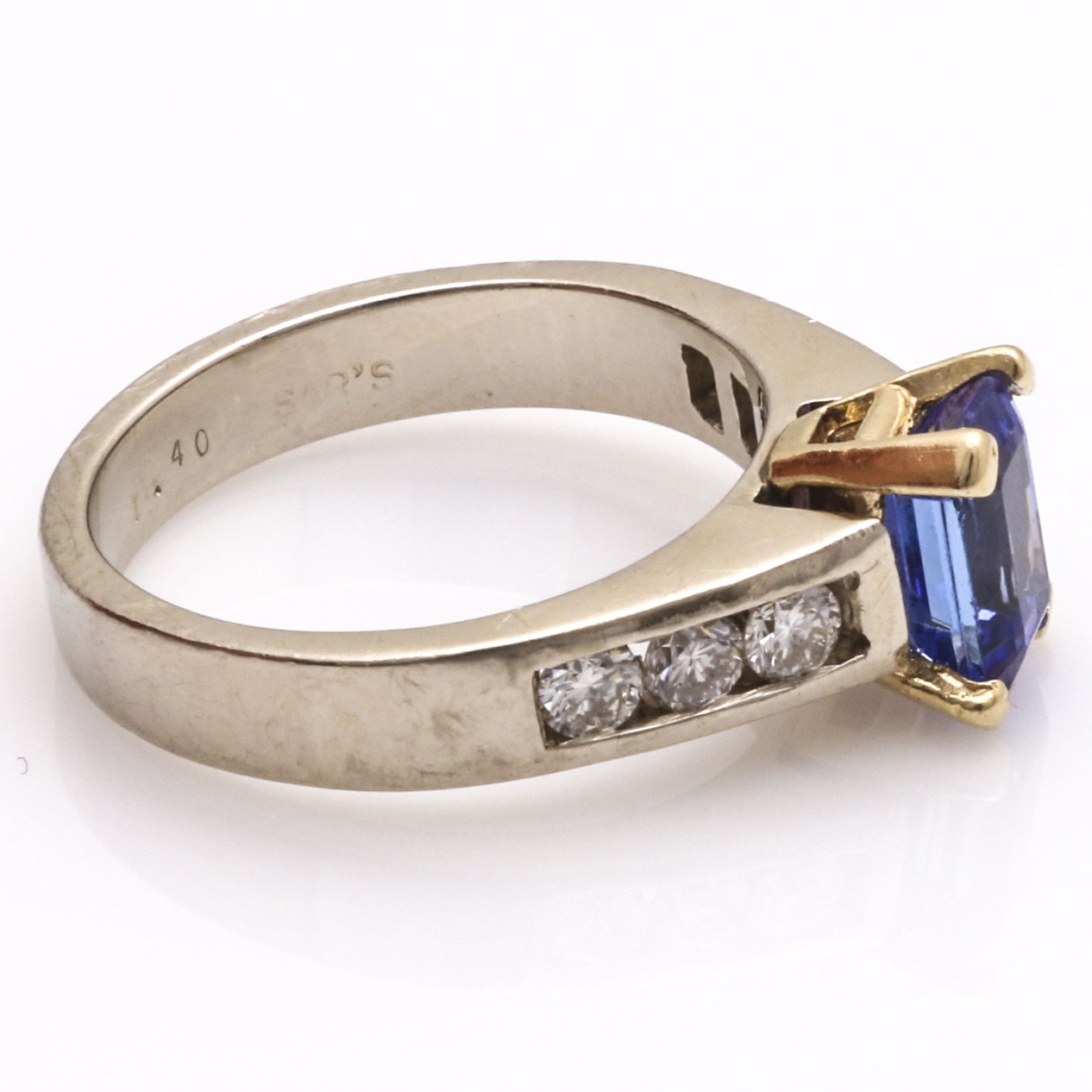 14K White Gold Tanzanite and Diamond Ring