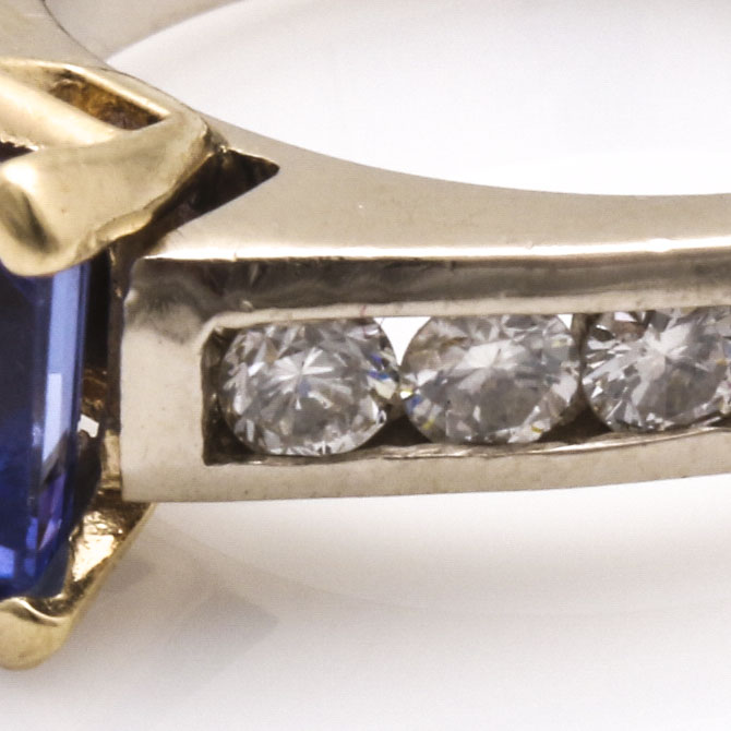 14K White Gold Tanzanite and Diamond Ring