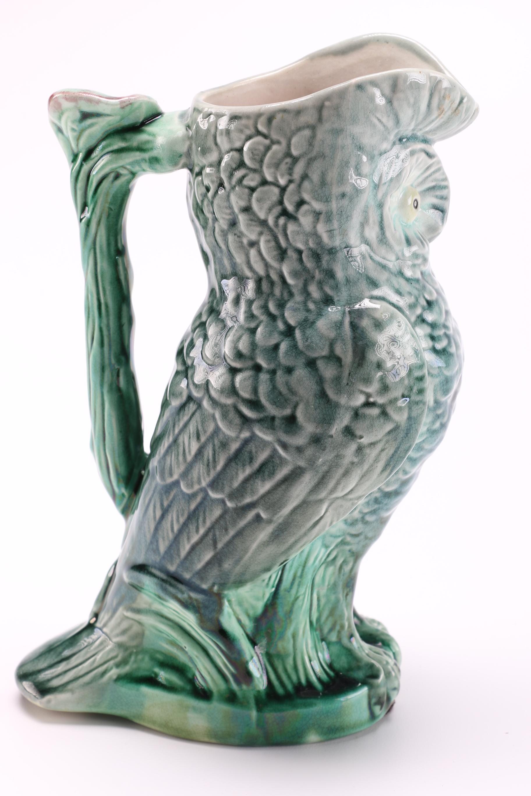Owl Majolica Pitcher