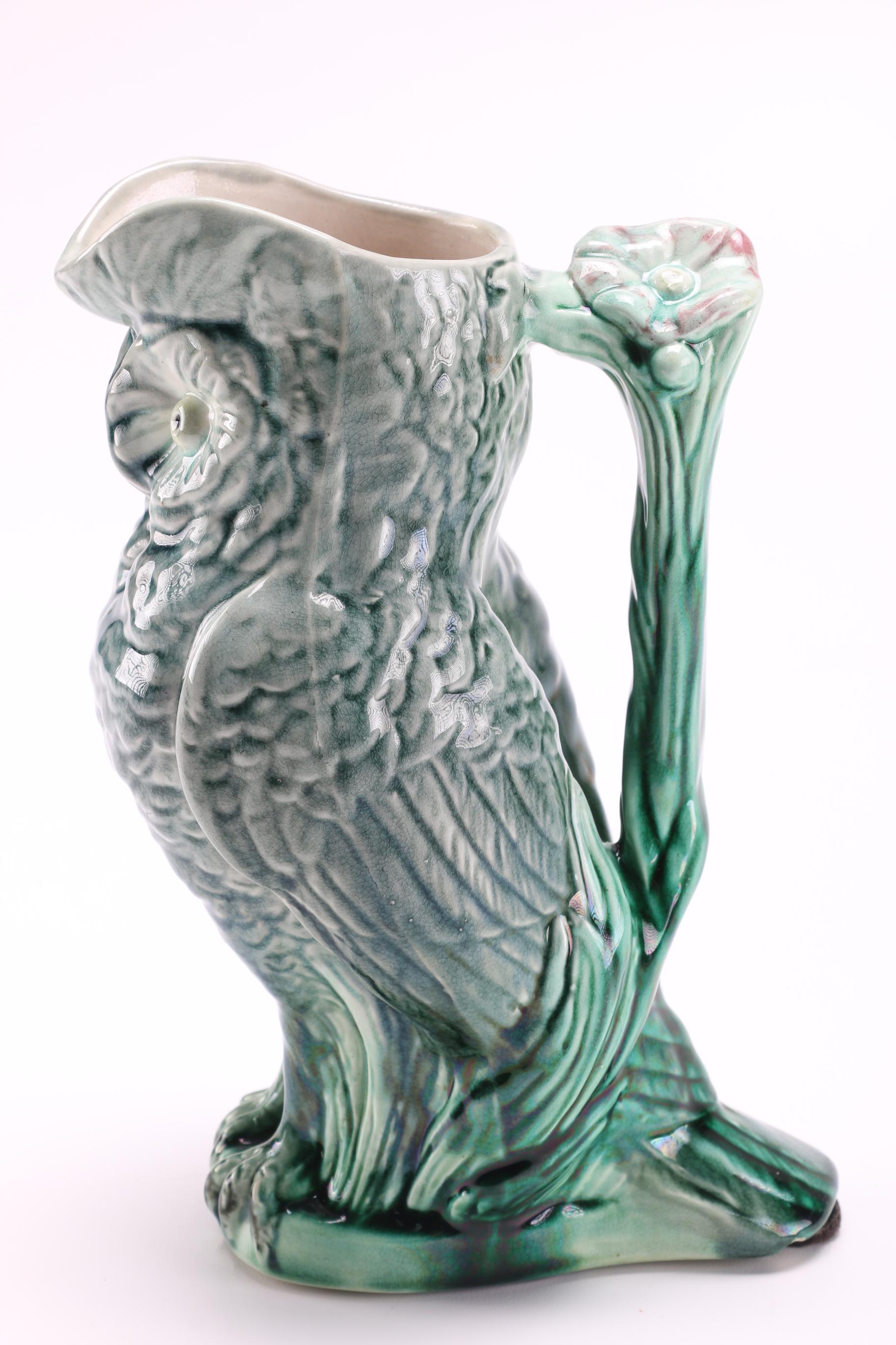 Owl Majolica Pitcher