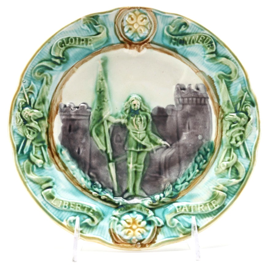 Joan Of Arc French Majolica Plate