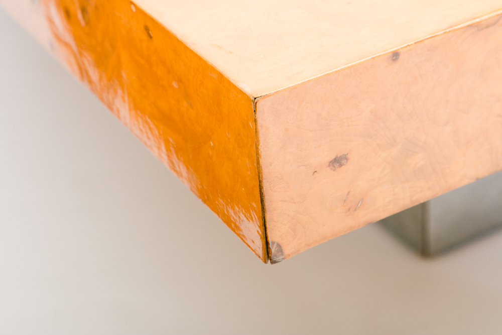 Retro Milo Baughman for Thayer Coggin Chrome Based Wooden Coffee Table