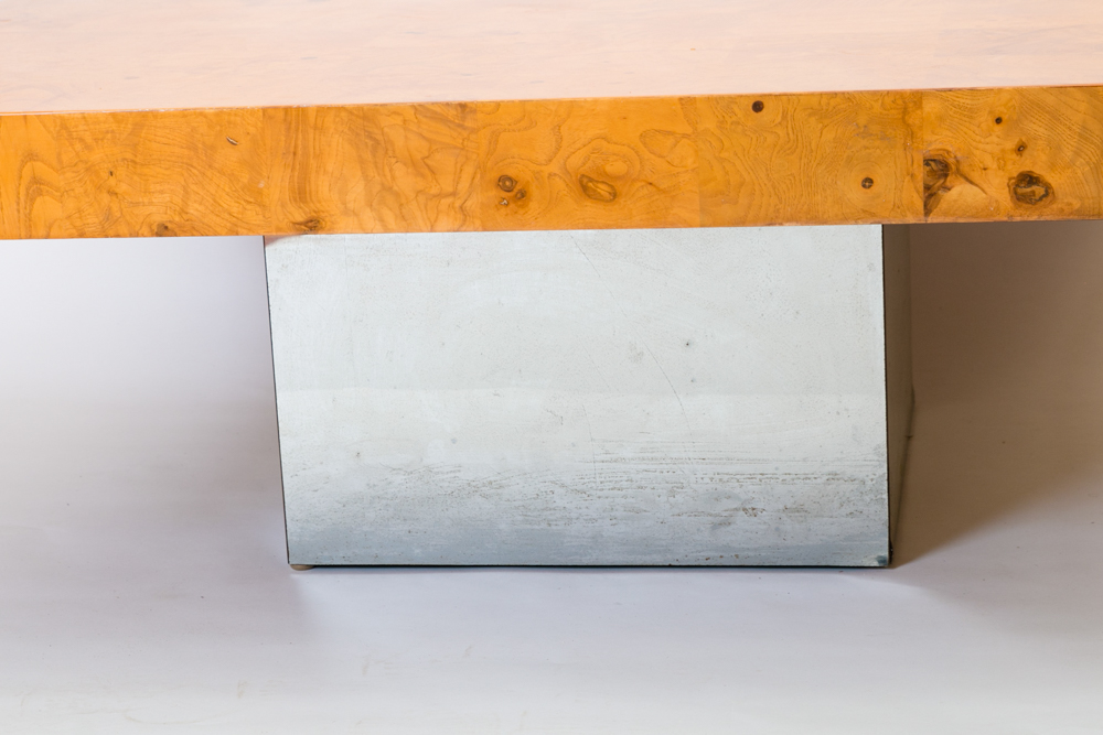 Retro Milo Baughman for Thayer Coggin Chrome Based Wooden Coffee Table