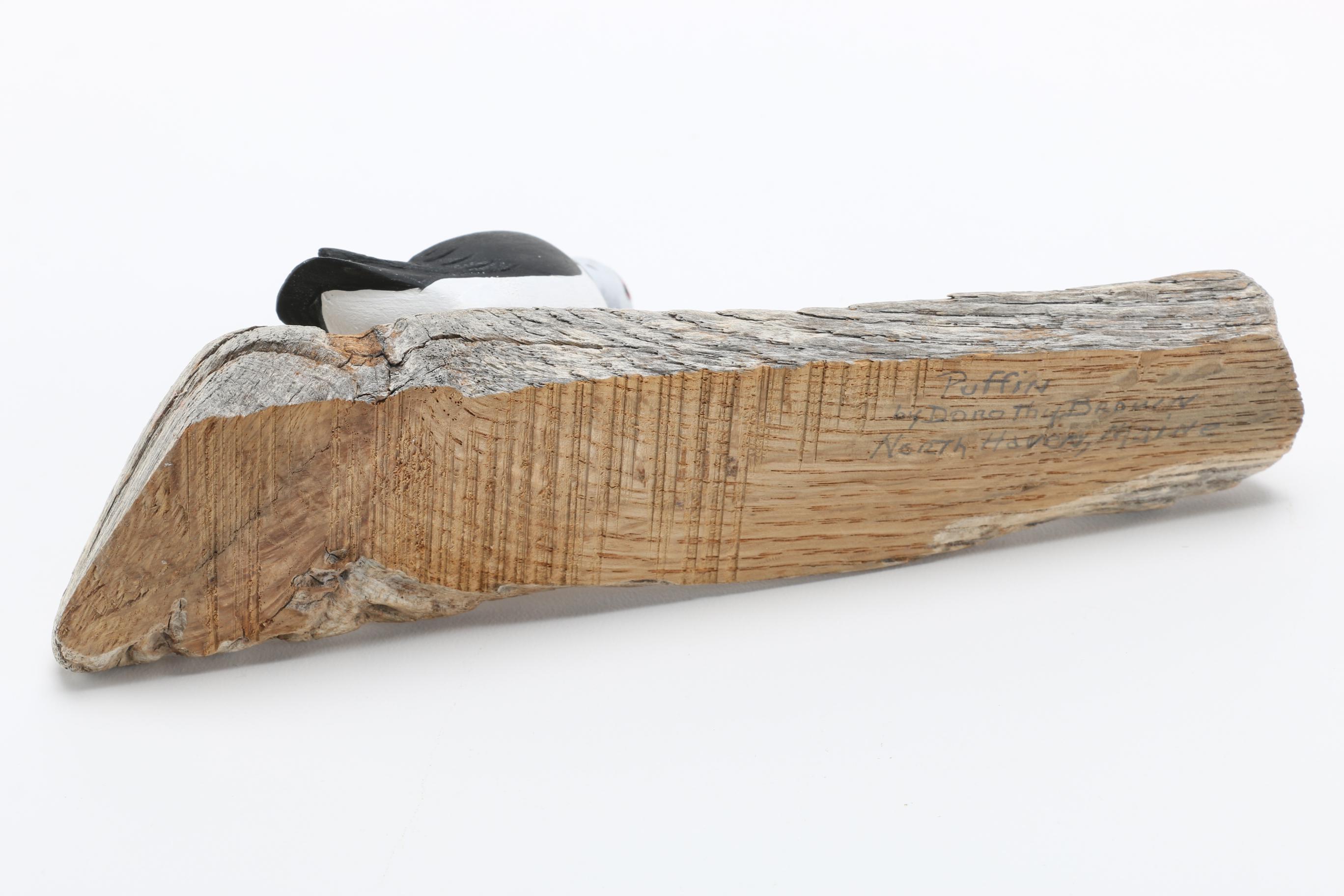 Dorothy Brown Puffin Wood carving