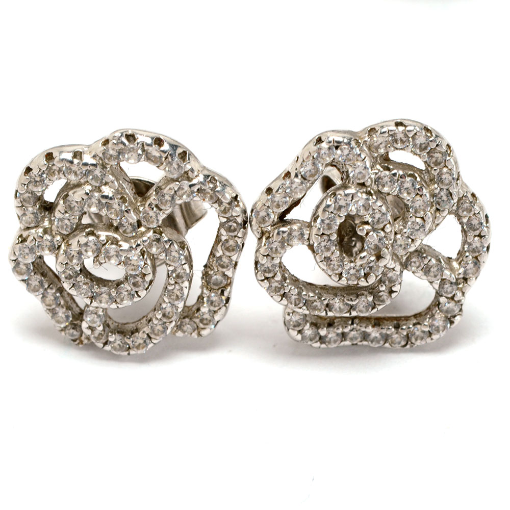 Sterling Silver Rhinestone Parure Jewelry Set