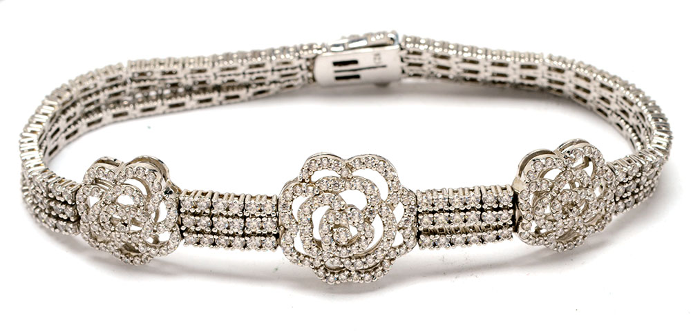 Sterling Silver Rhinestone Parure Jewelry Set