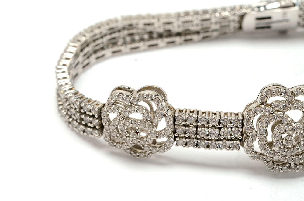 Sterling Silver Rhinestone Parure Jewelry Set