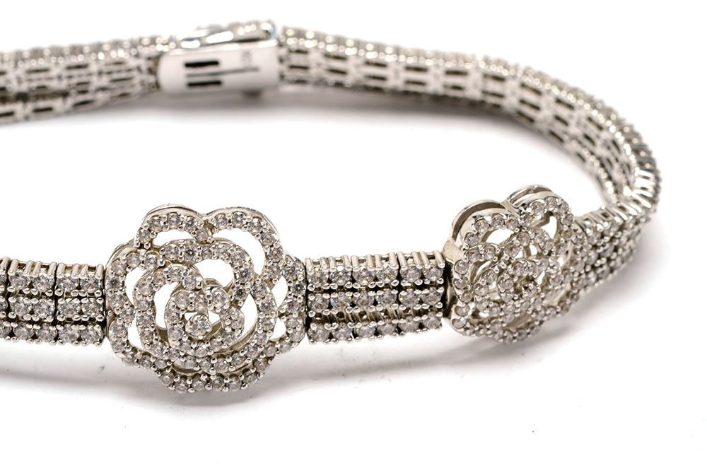 Sterling Silver Rhinestone Parure Jewelry Set