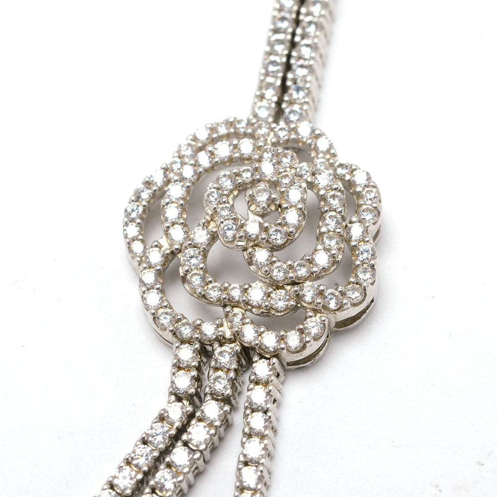 Sterling Silver Rhinestone Parure Jewelry Set