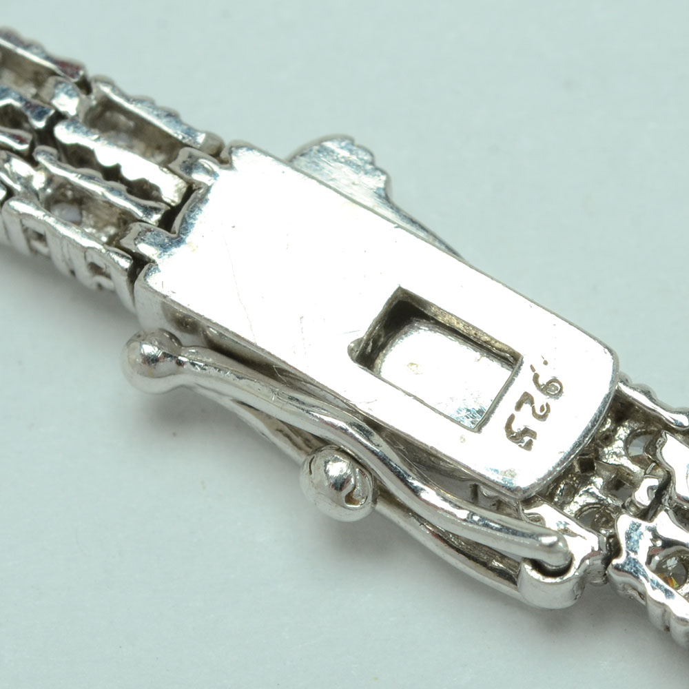 Sterling Silver Rhinestone Parure Jewelry Set