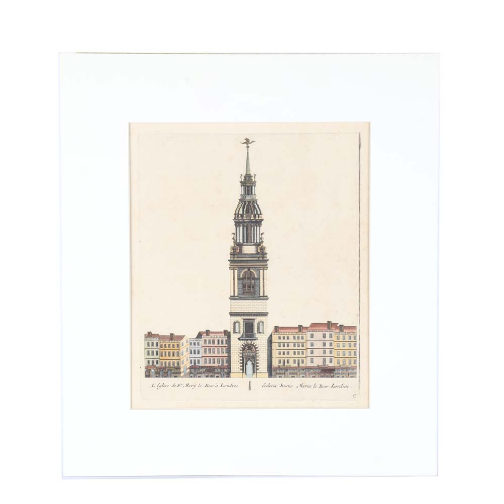 Engraving of St. Mary-le-Bow Church in London