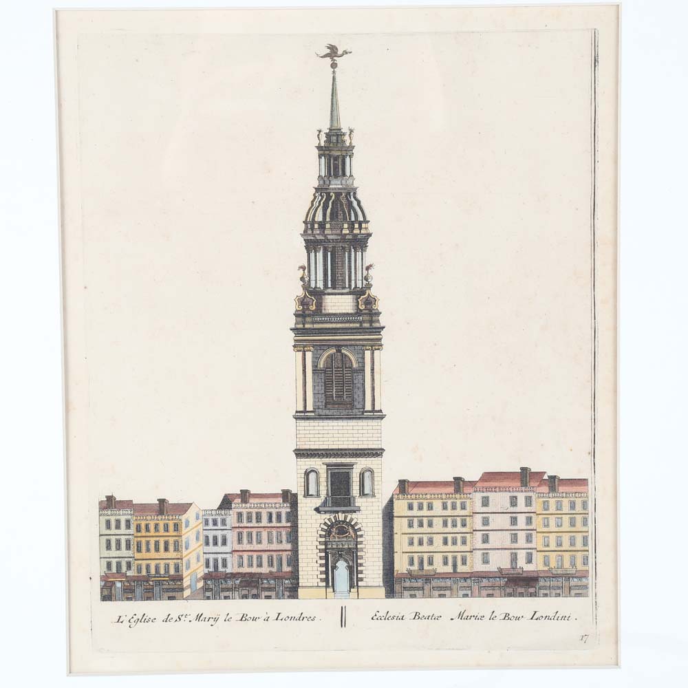 Engraving of St. Mary-le-Bow Church in London