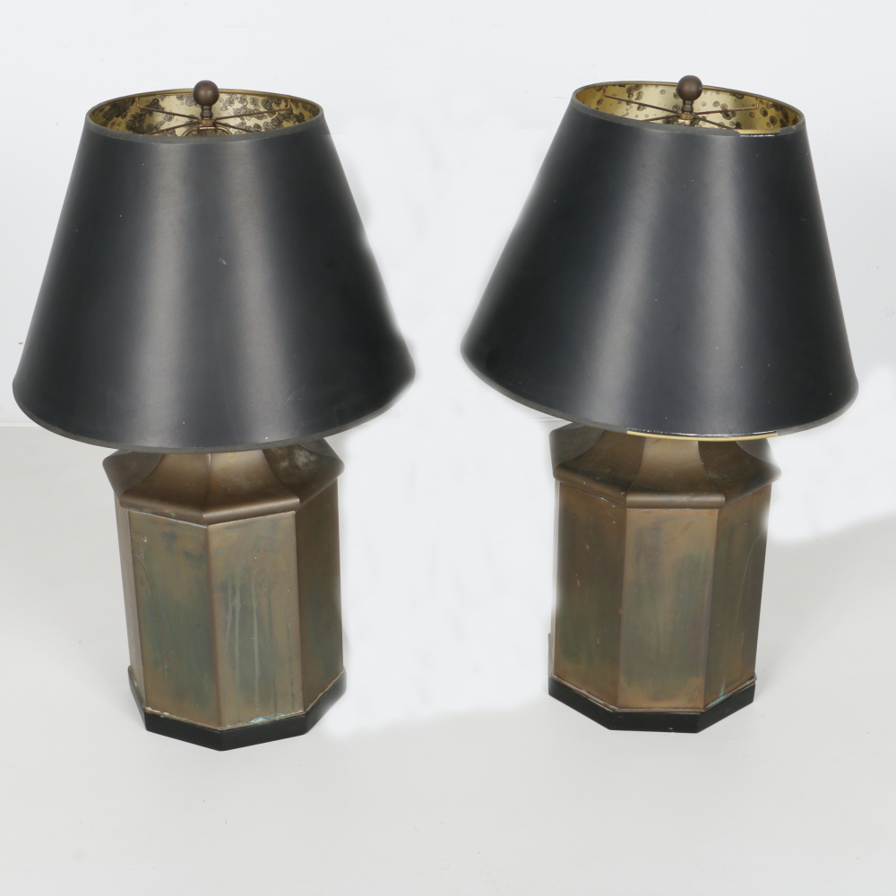 Pair of Chapman Octagonal Brass Lamps 1970s