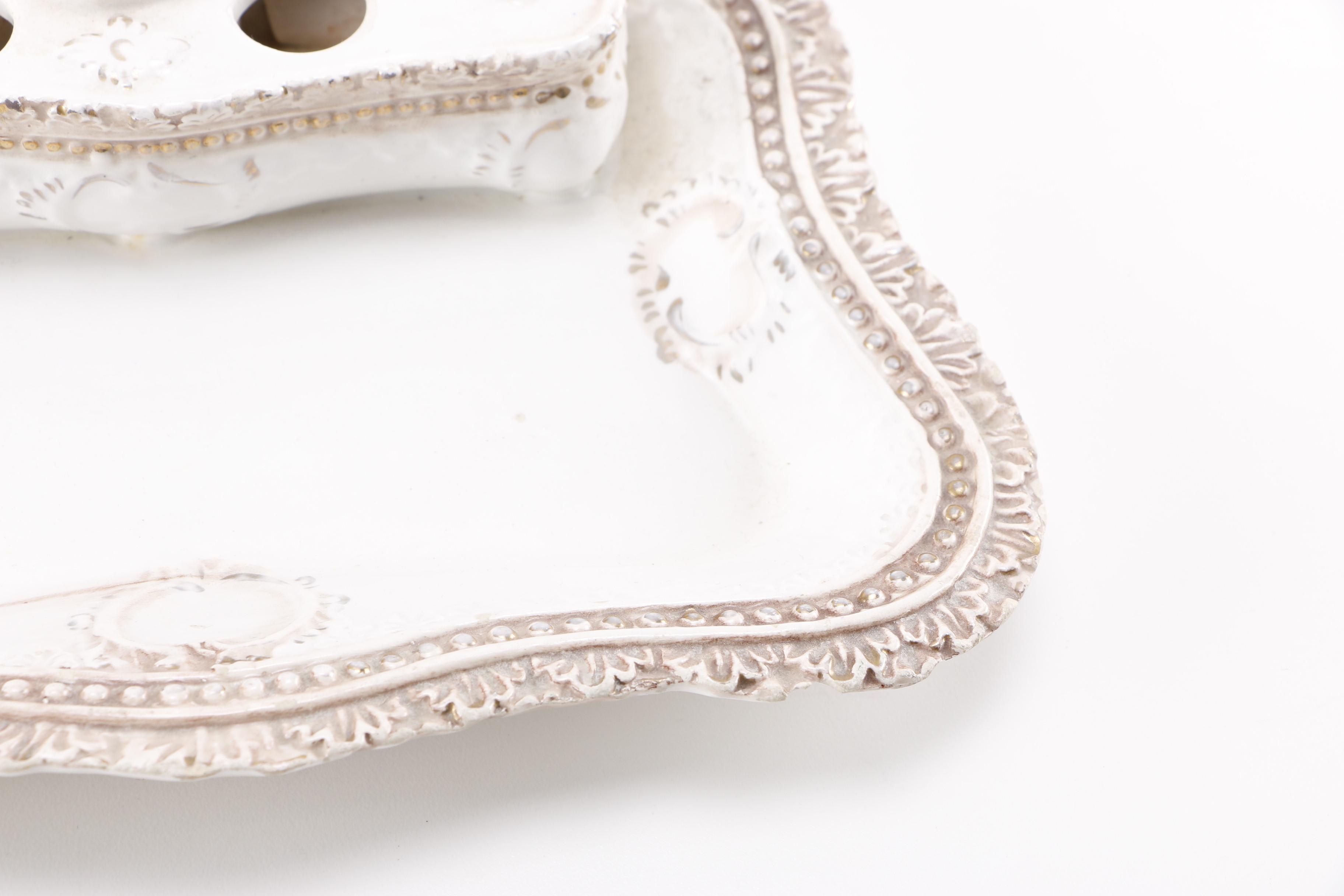 Italian Porcelain Inkwell and French Aladine Pen