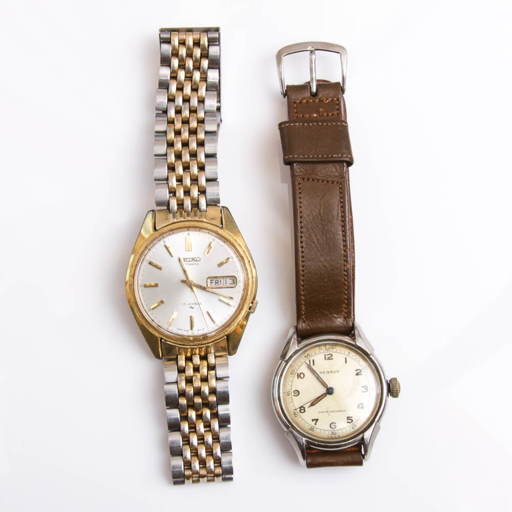 Men's Watches Including Seiko and Benrus