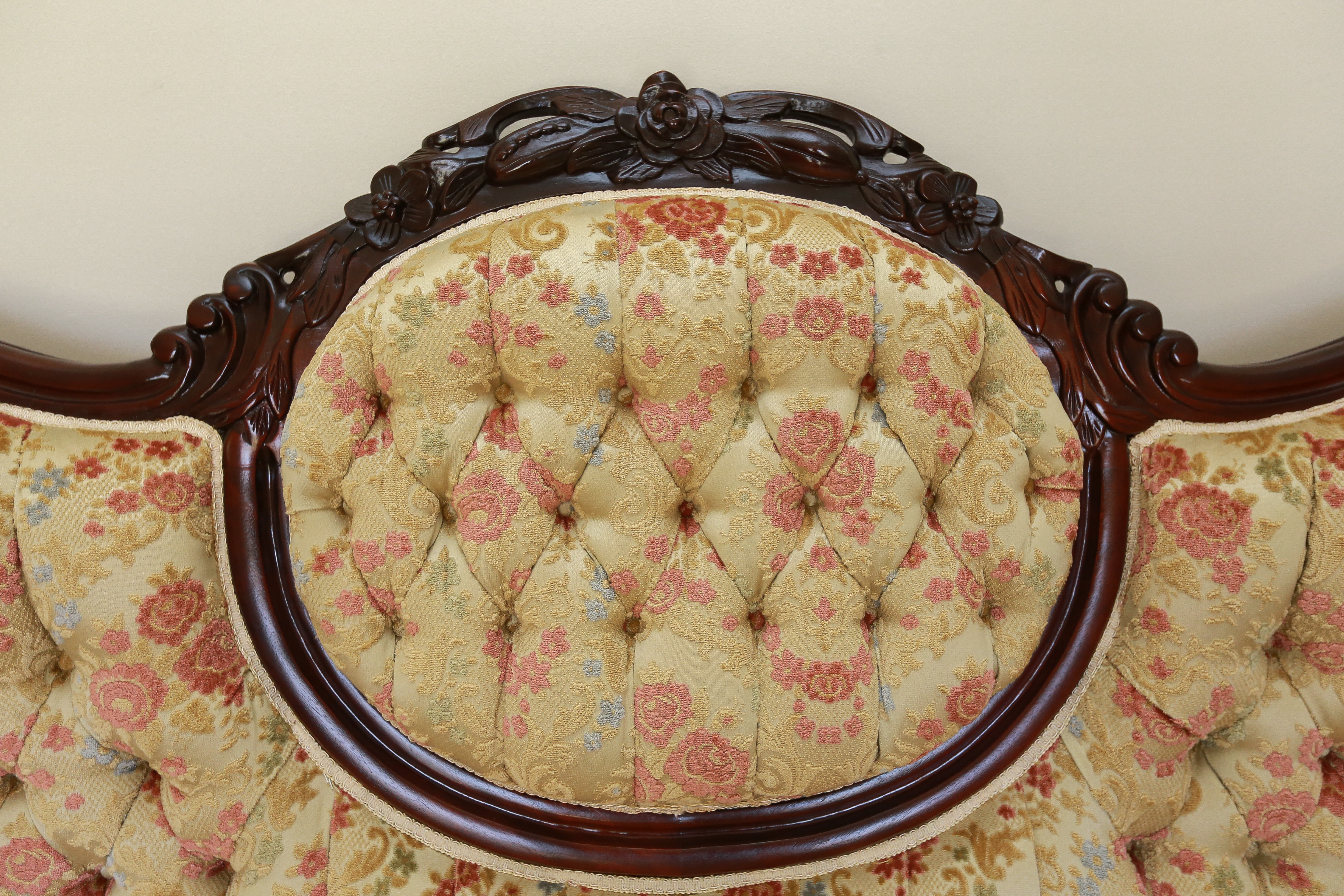 Carlton McLendon Victorian Style Upholstered Wing Back Sofa