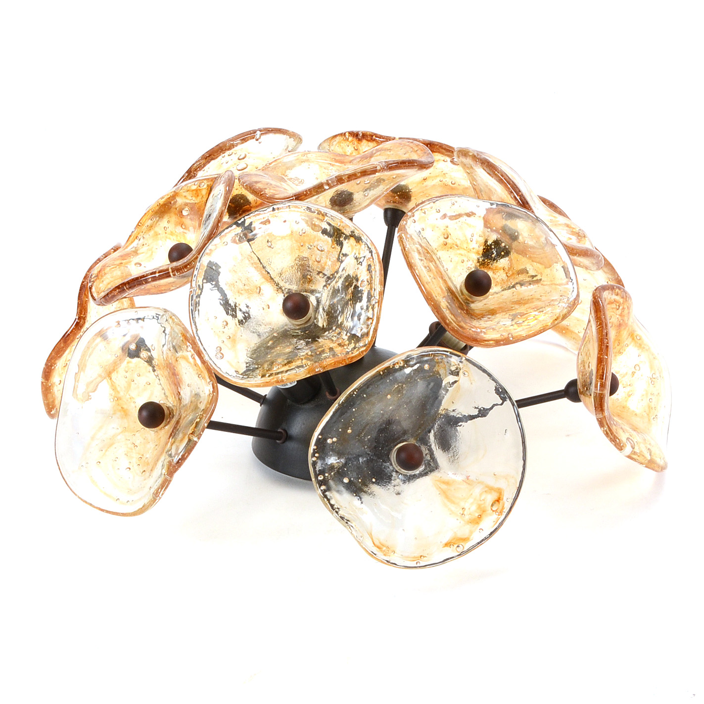 Hand-blown Amber Murano Glass Ceiling Light