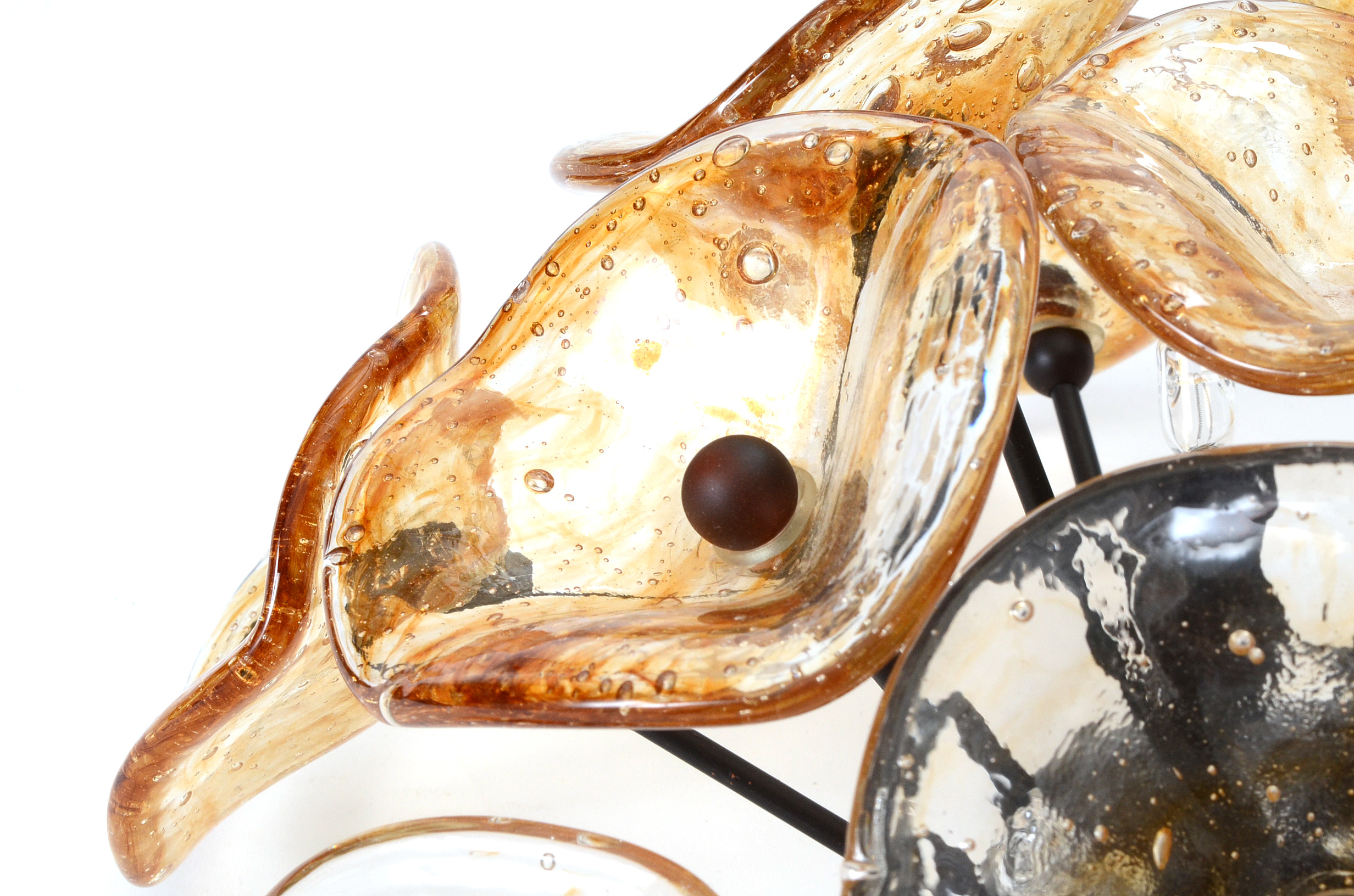 Hand-blown Amber Murano Glass Ceiling Light