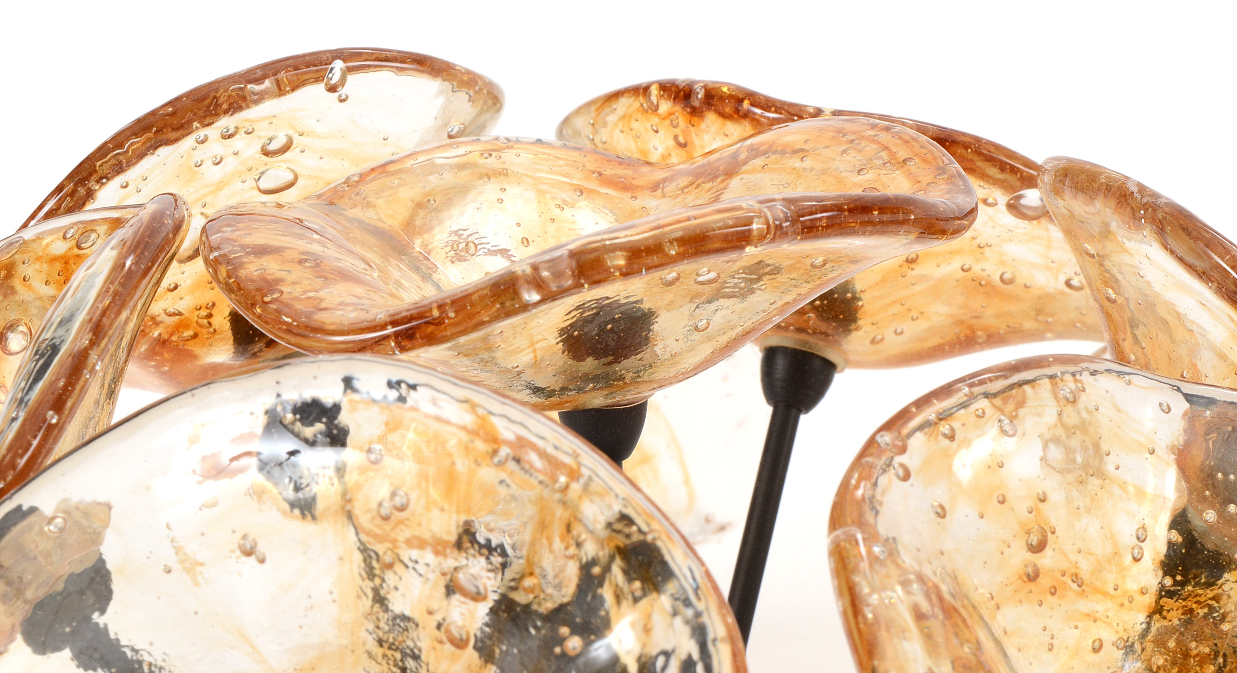 Hand-blown Amber Murano Glass Ceiling Light