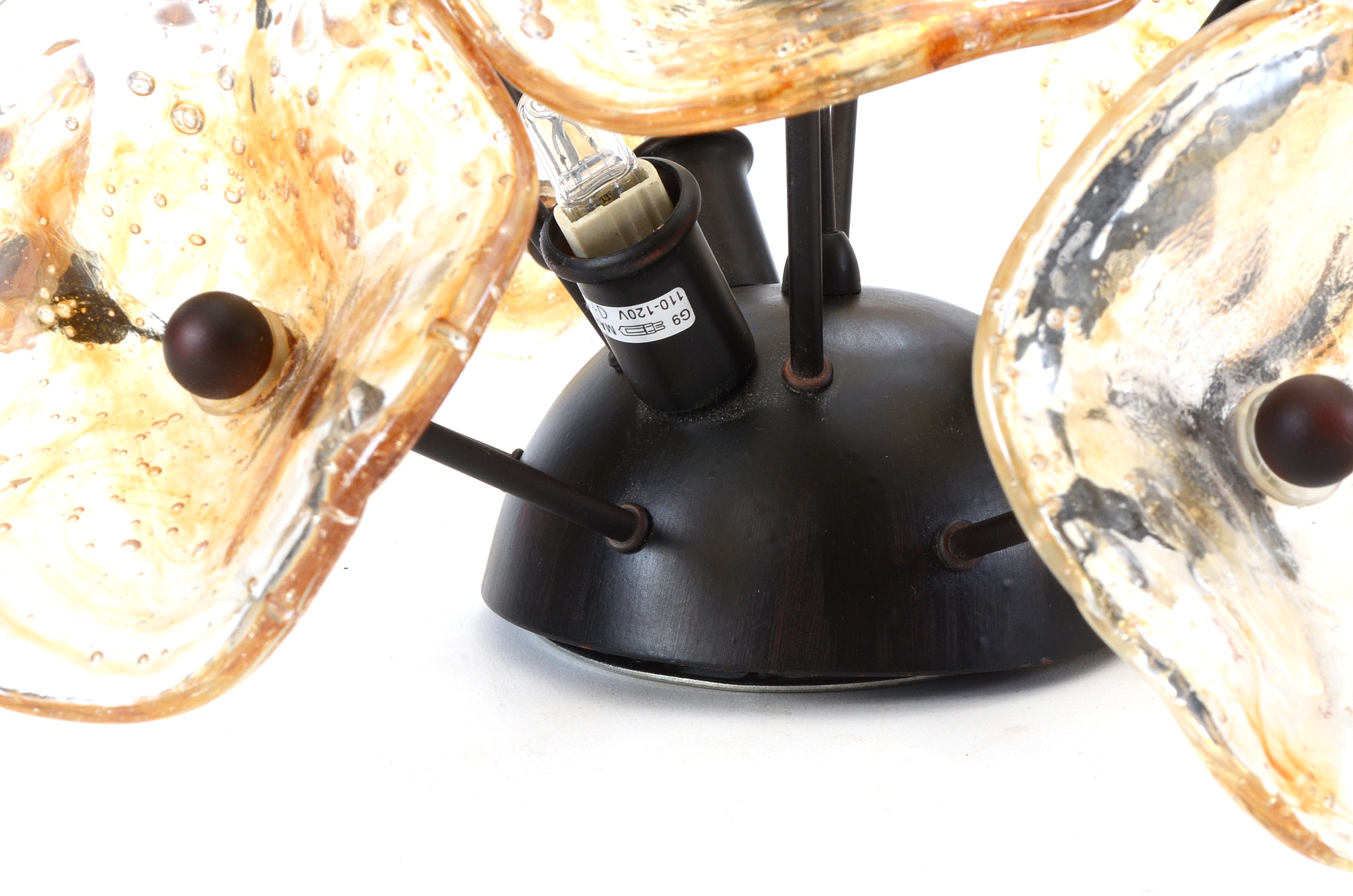 Hand-blown Amber Murano Glass Ceiling Light